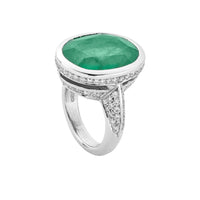 ADA White Gold Emerald & Diamond Ring