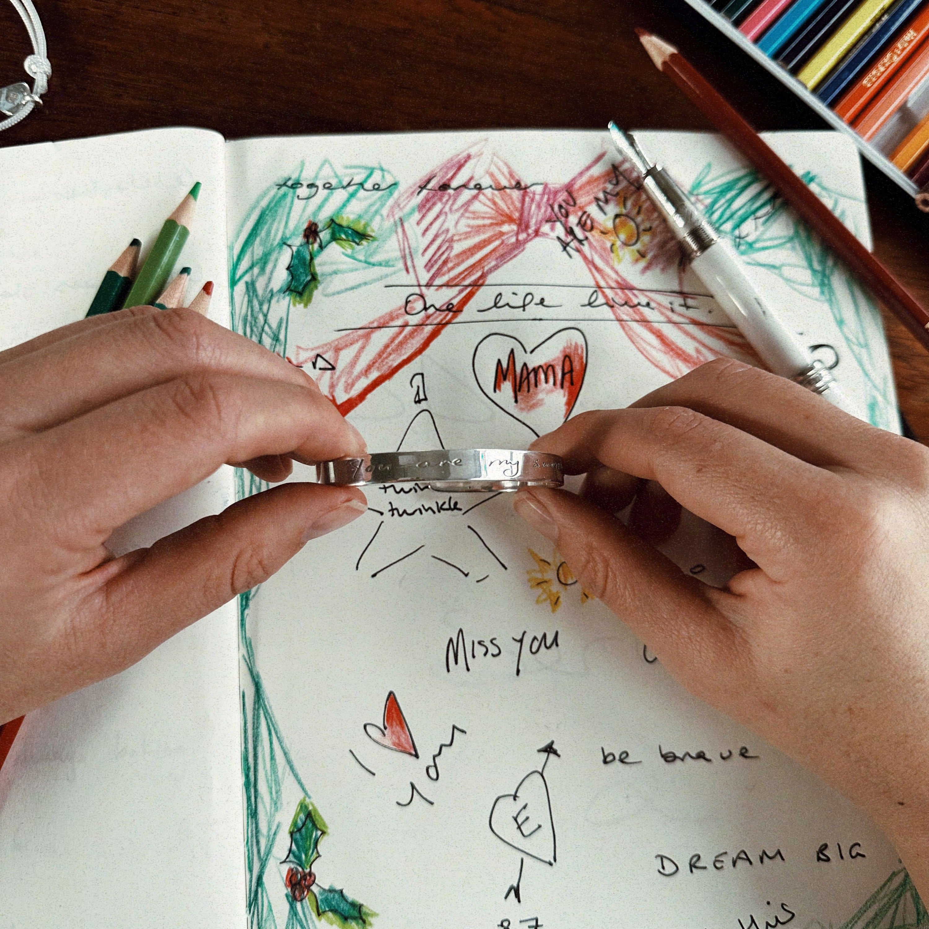 Silver Baby Signature Bangle With Handwriting