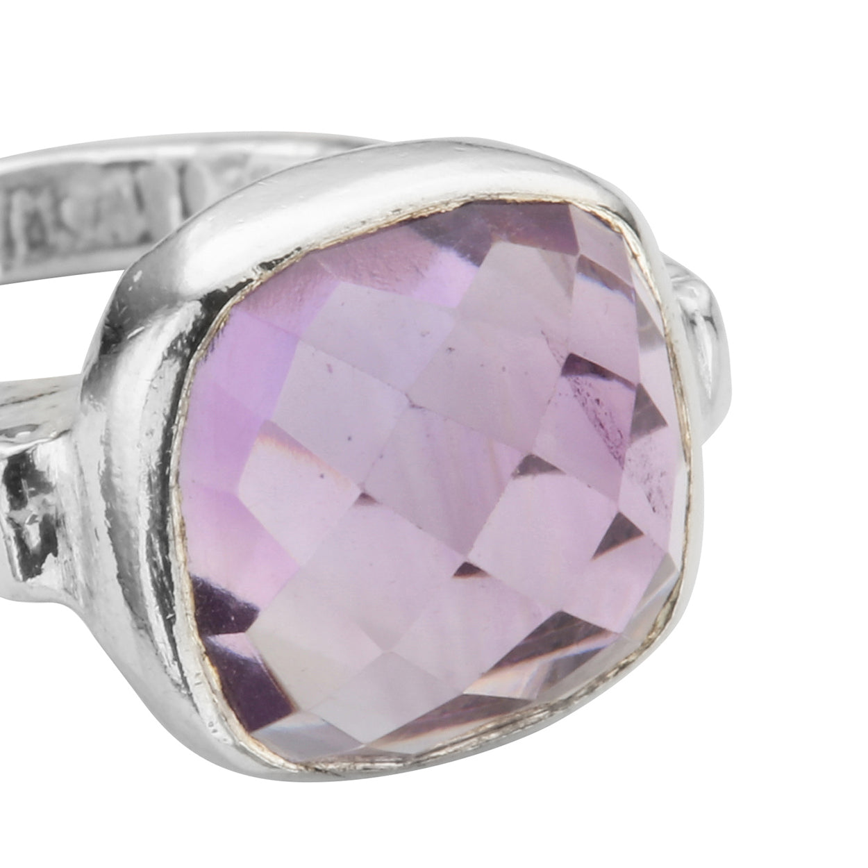 Silver Amethyst Crystal Ring