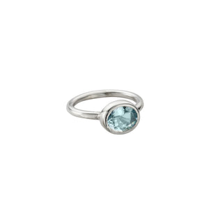 Silver Grade B Aquamarine Baby Treasure Ring