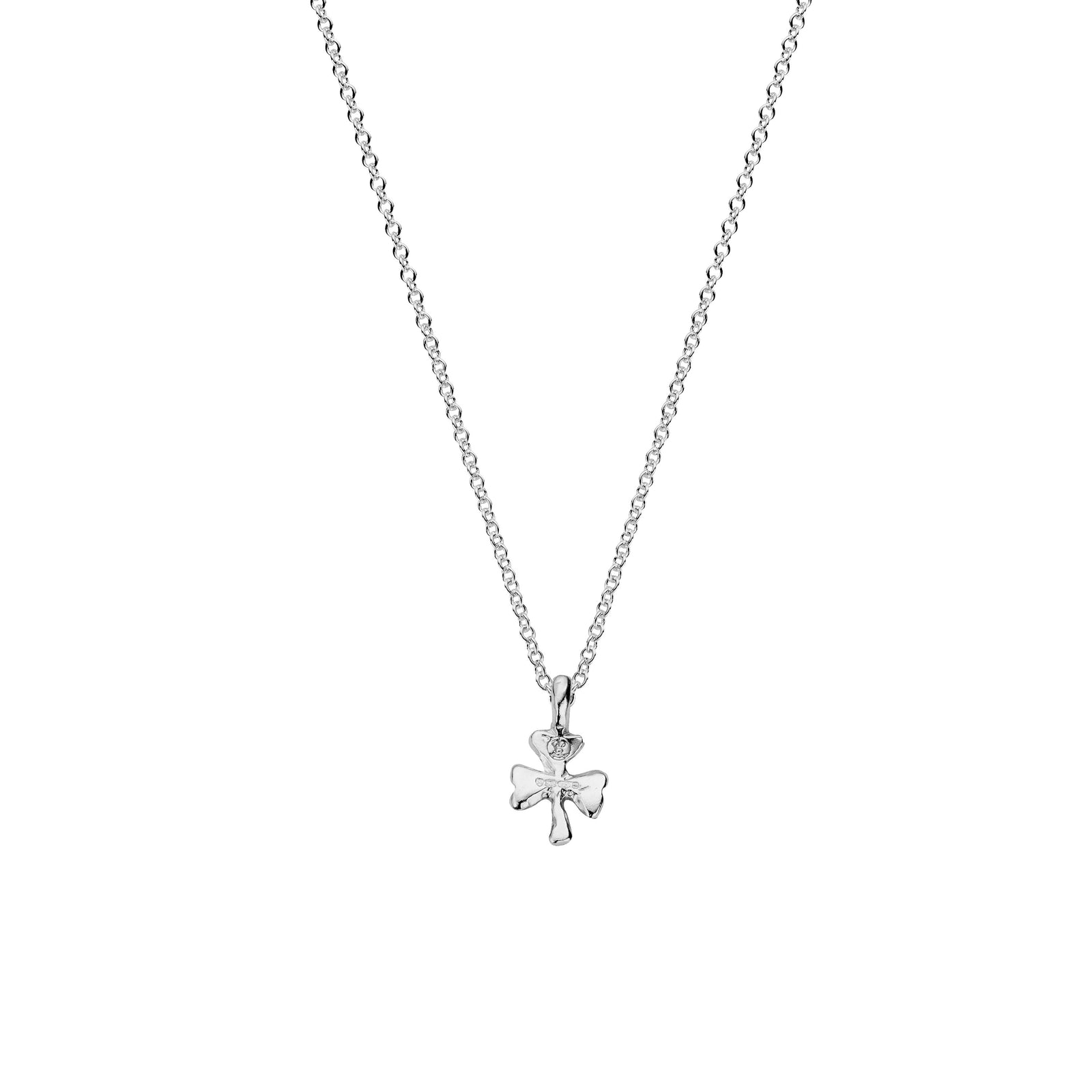 Children's Silver Baby Shamrock Necklace