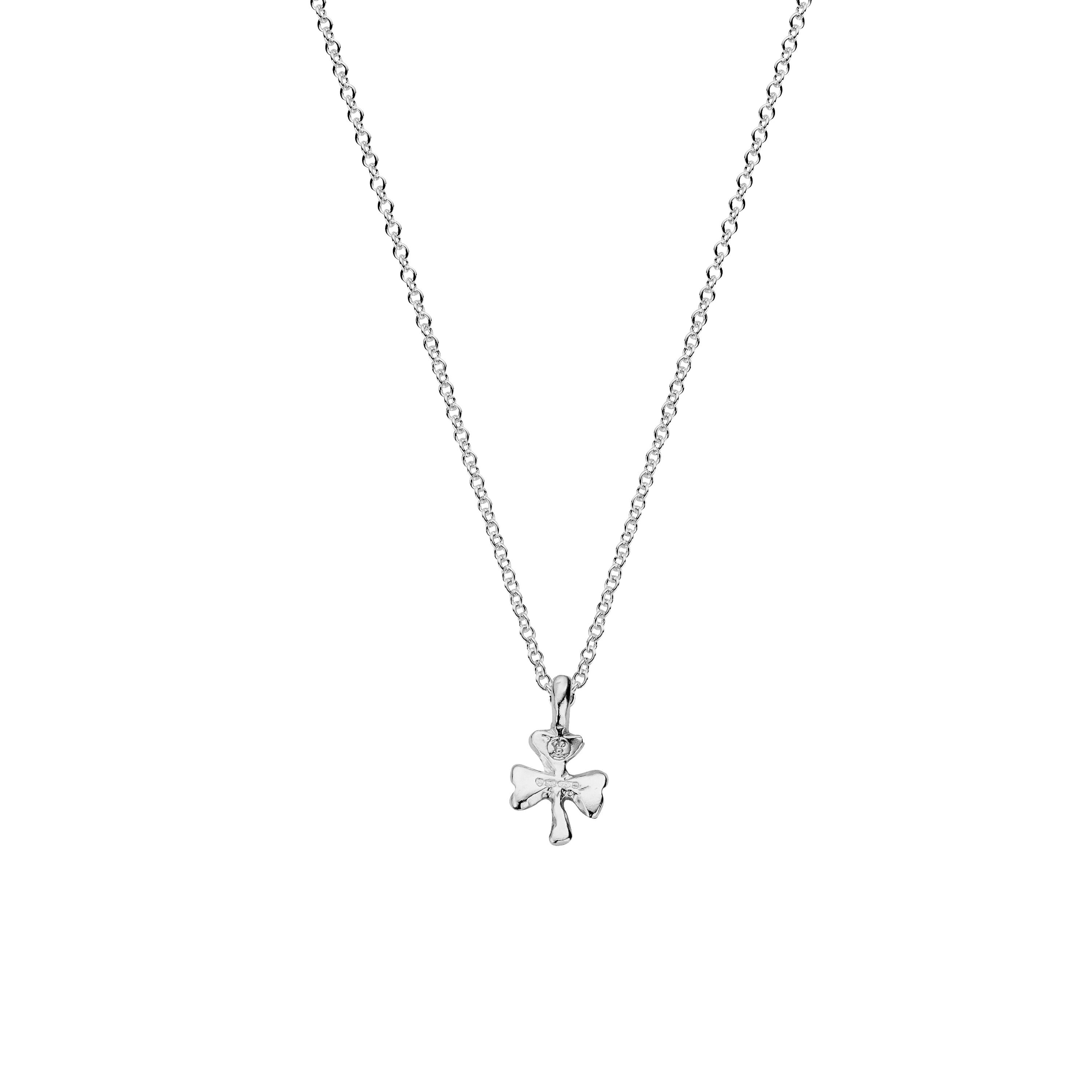 Children's Silver Baby Shamrock Necklace