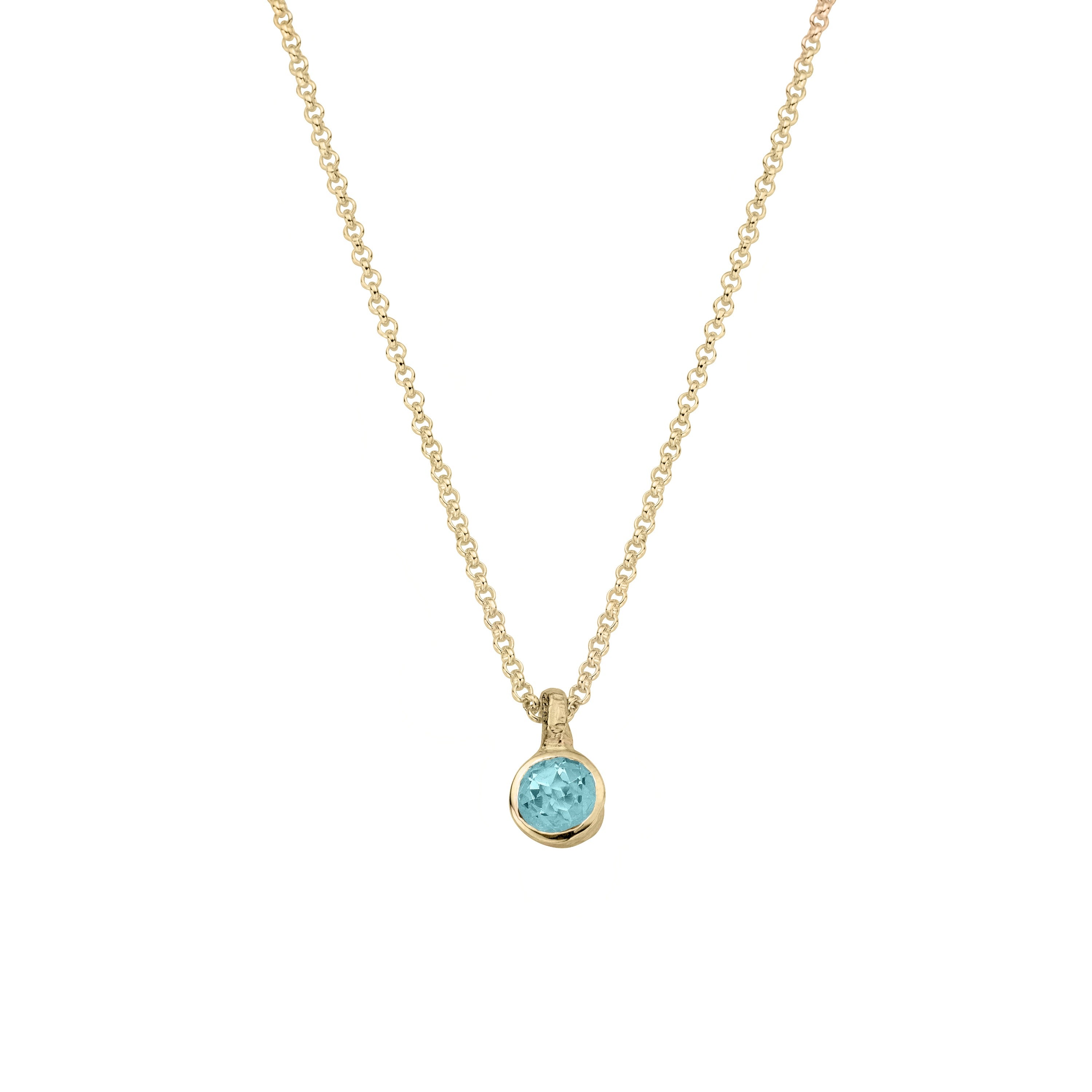 Gold Blue Topaz Original Baby Treasure Necklace