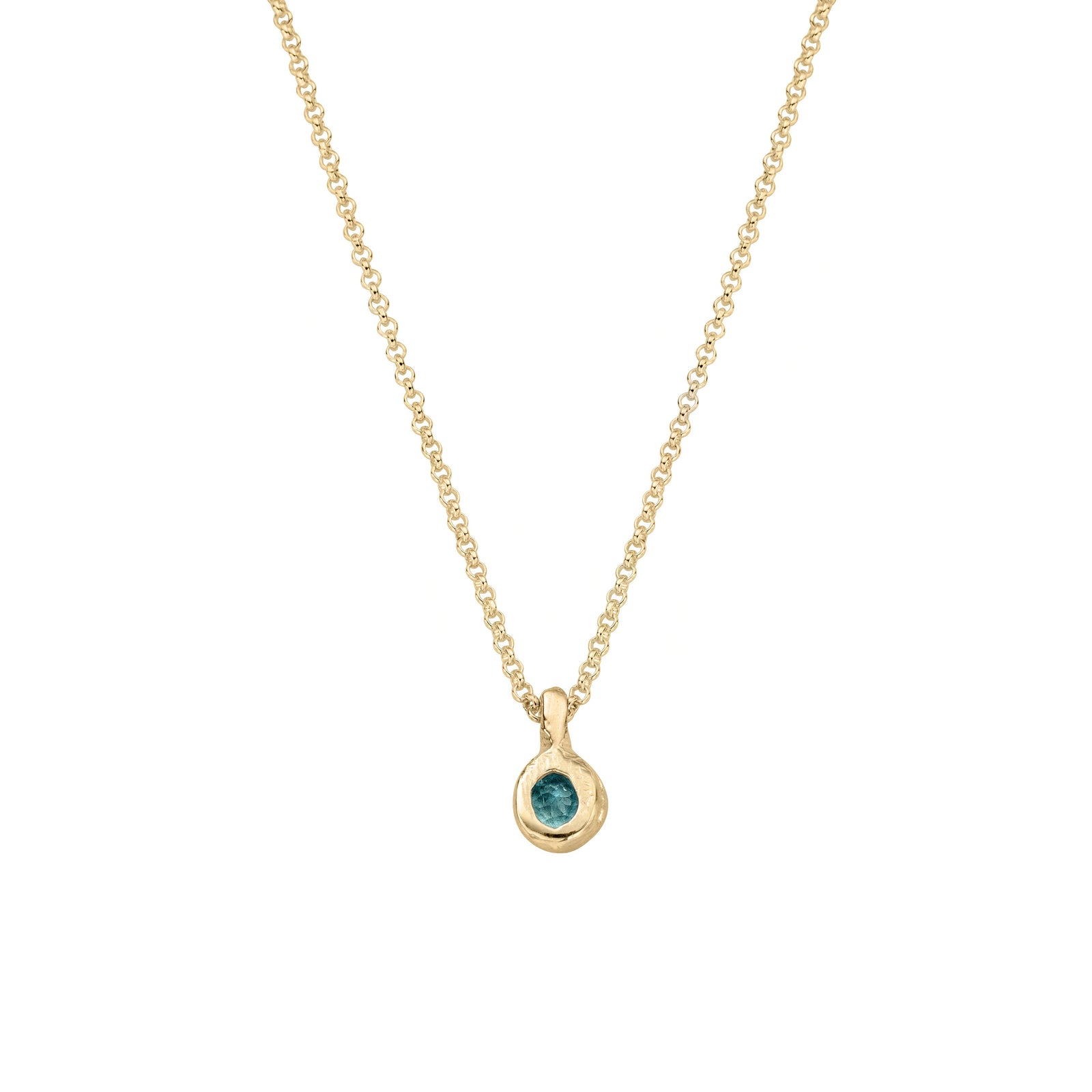 Gold Blue Topaz Original Baby Treasure Necklace