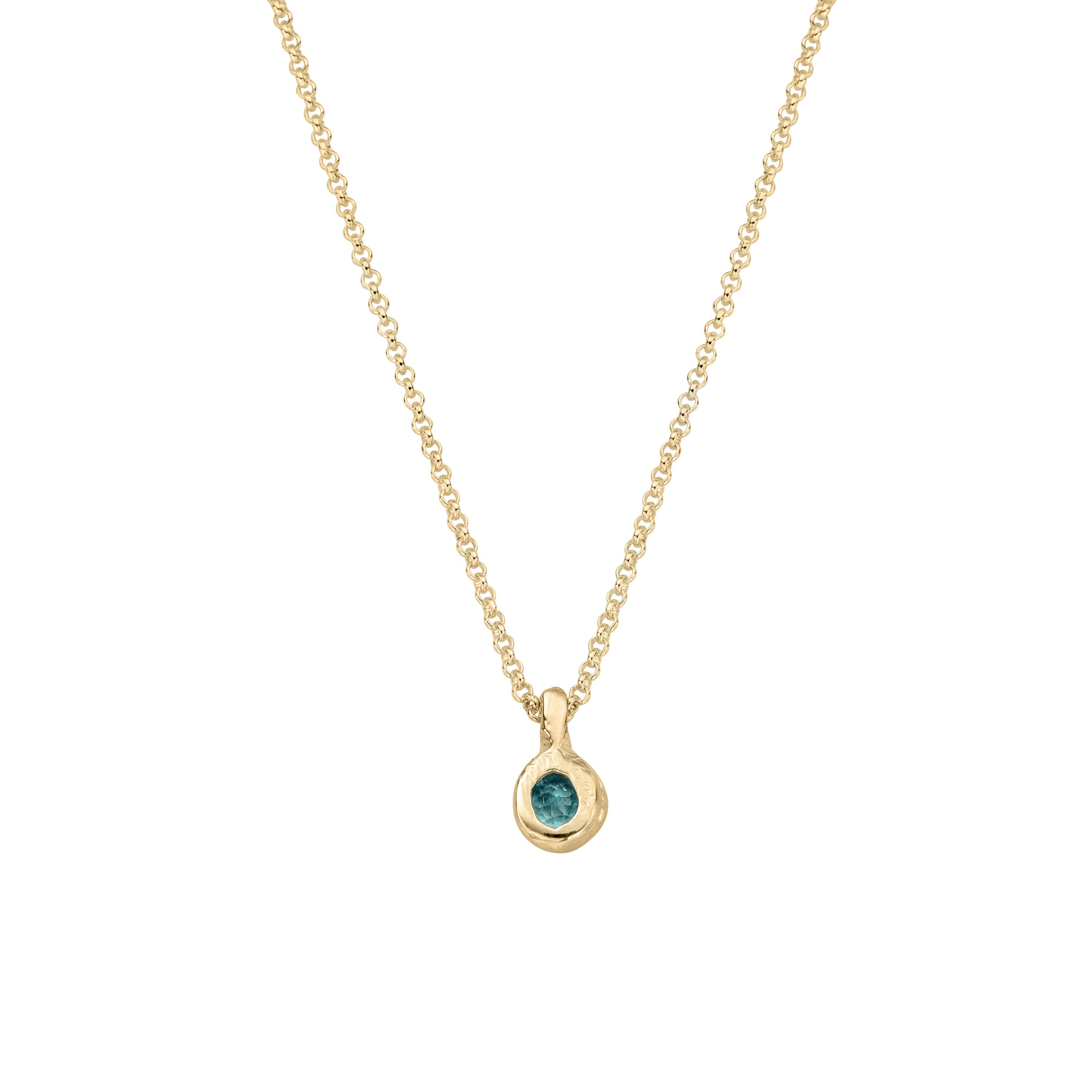 Gold Blue Topaz Original Baby Treasure Necklace