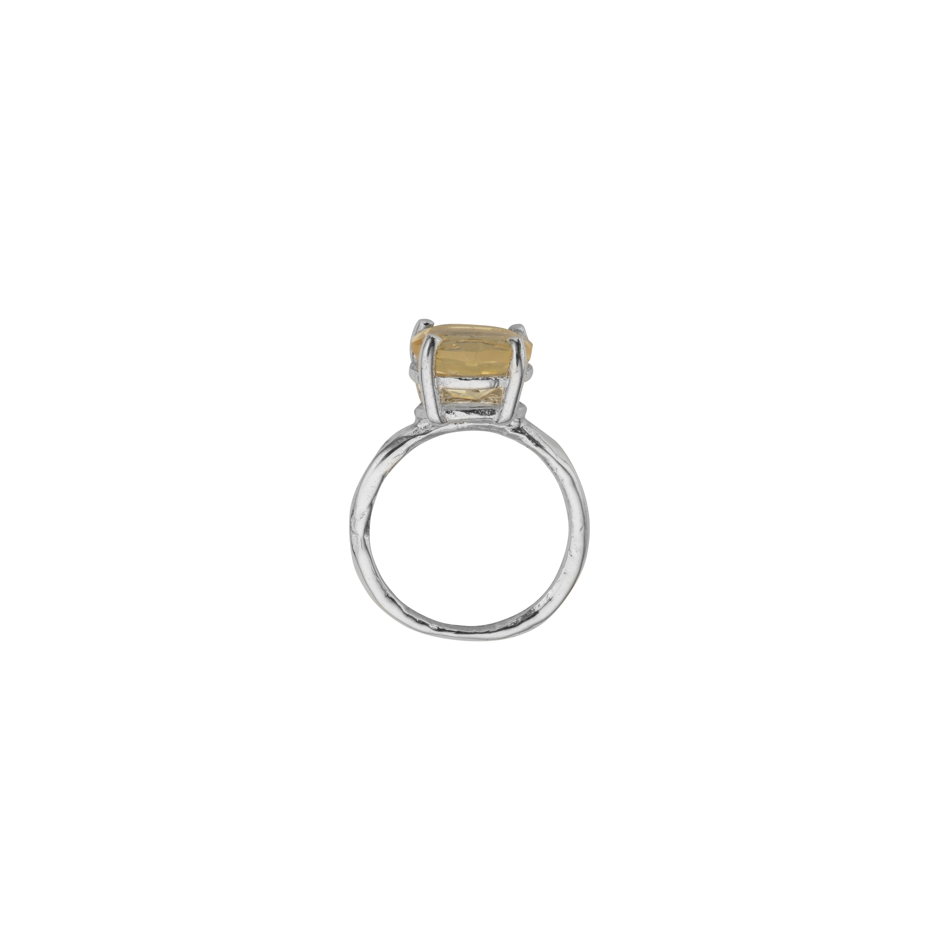 Silver Citrine Claw Ring