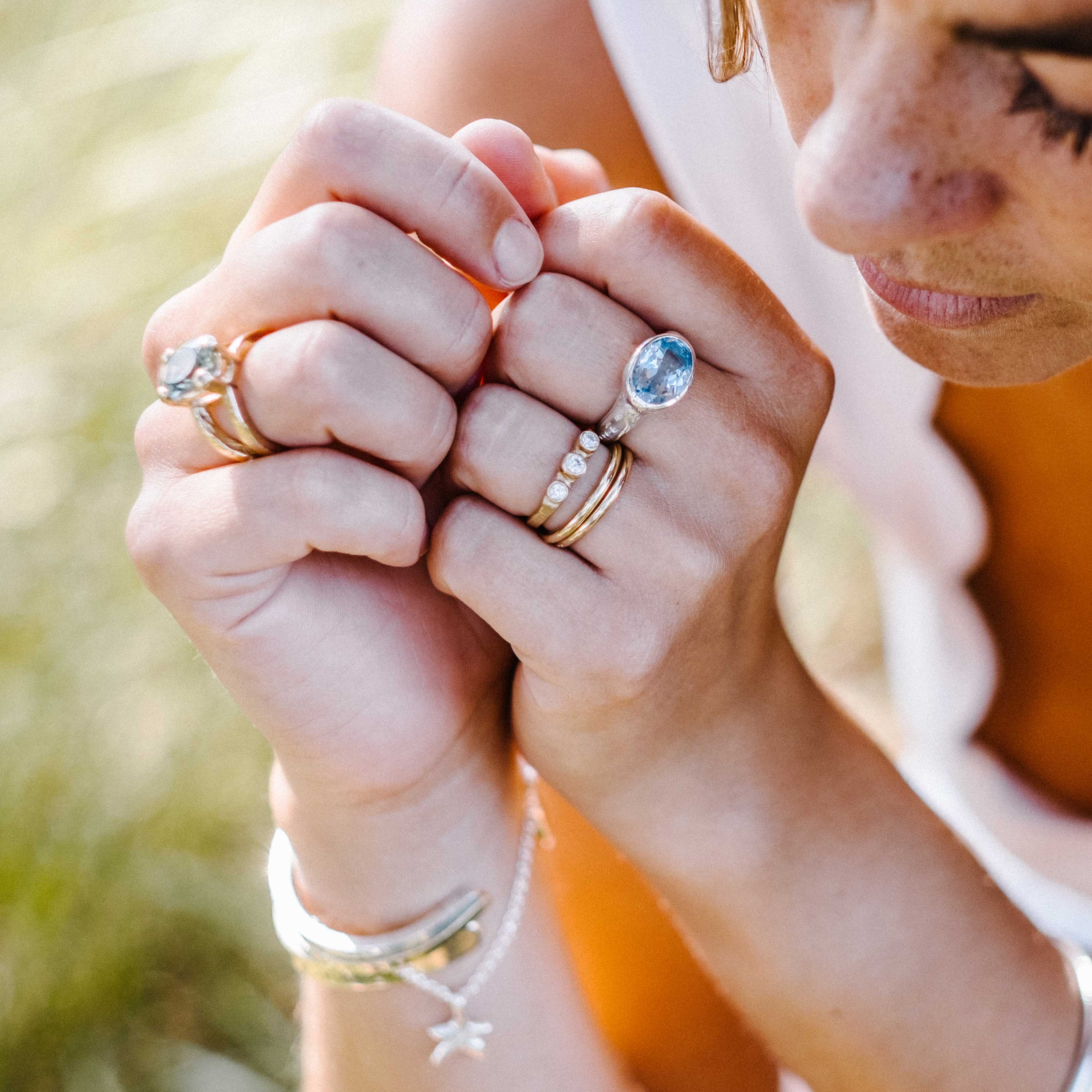 Silver Blue Topaz Treasure Ring