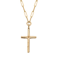 Gold Diamond Large Cross Trace Chain Necklace