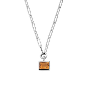 Silver Mini Citrine Trace Chain Necklace