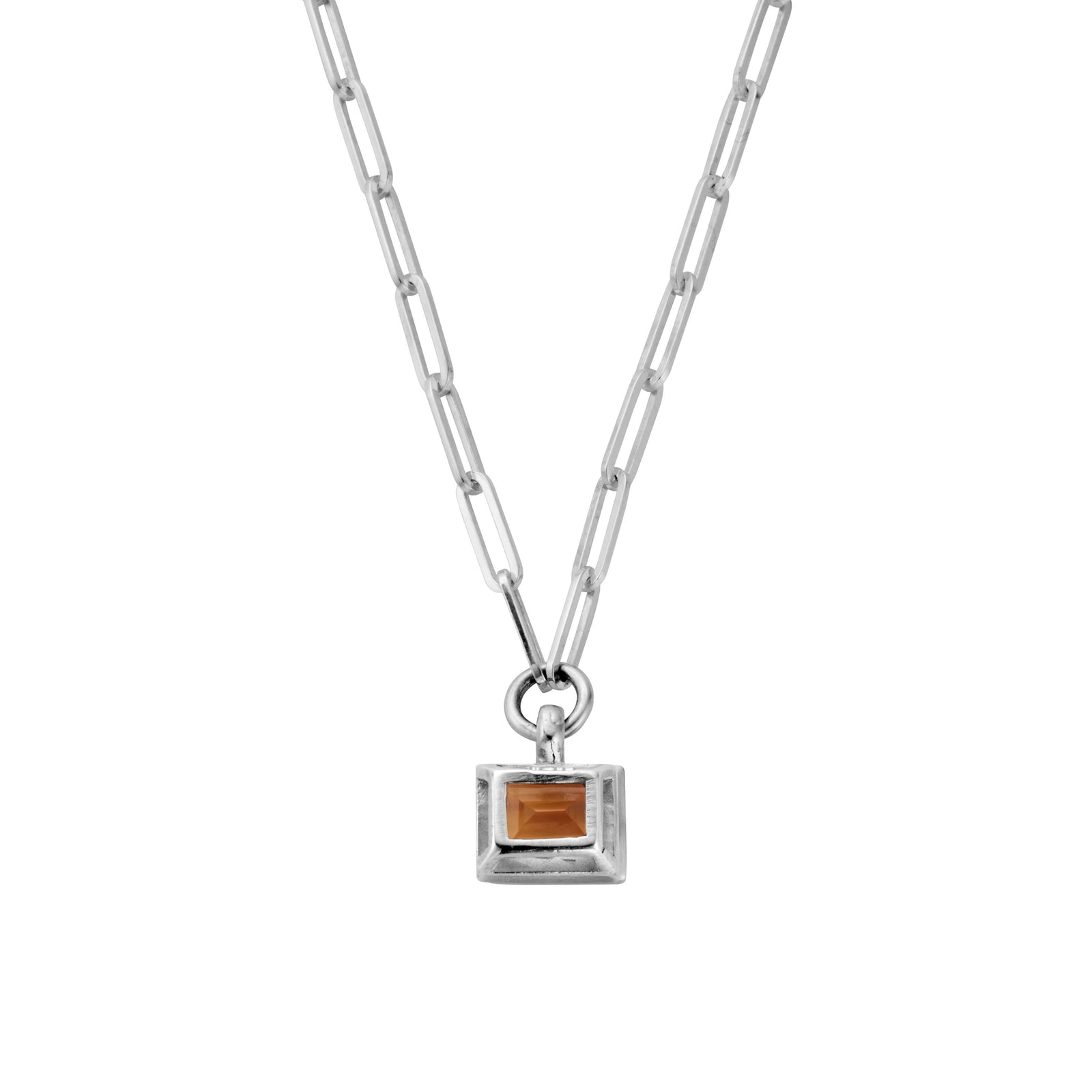 Silver Mini Citrine Trace Chain Necklace