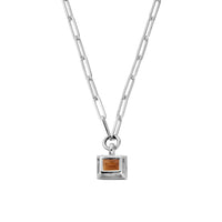 Silver Mini Citrine Trace Chain Necklace