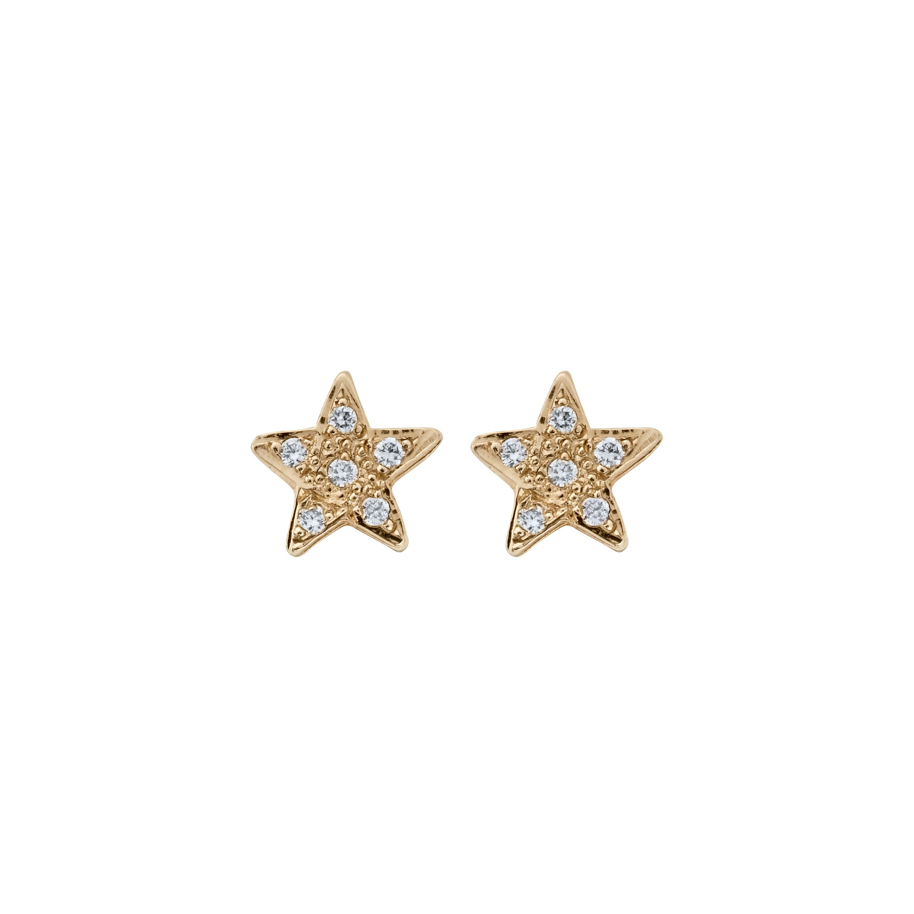 Gold Diamond Little Star Ear Charm Set