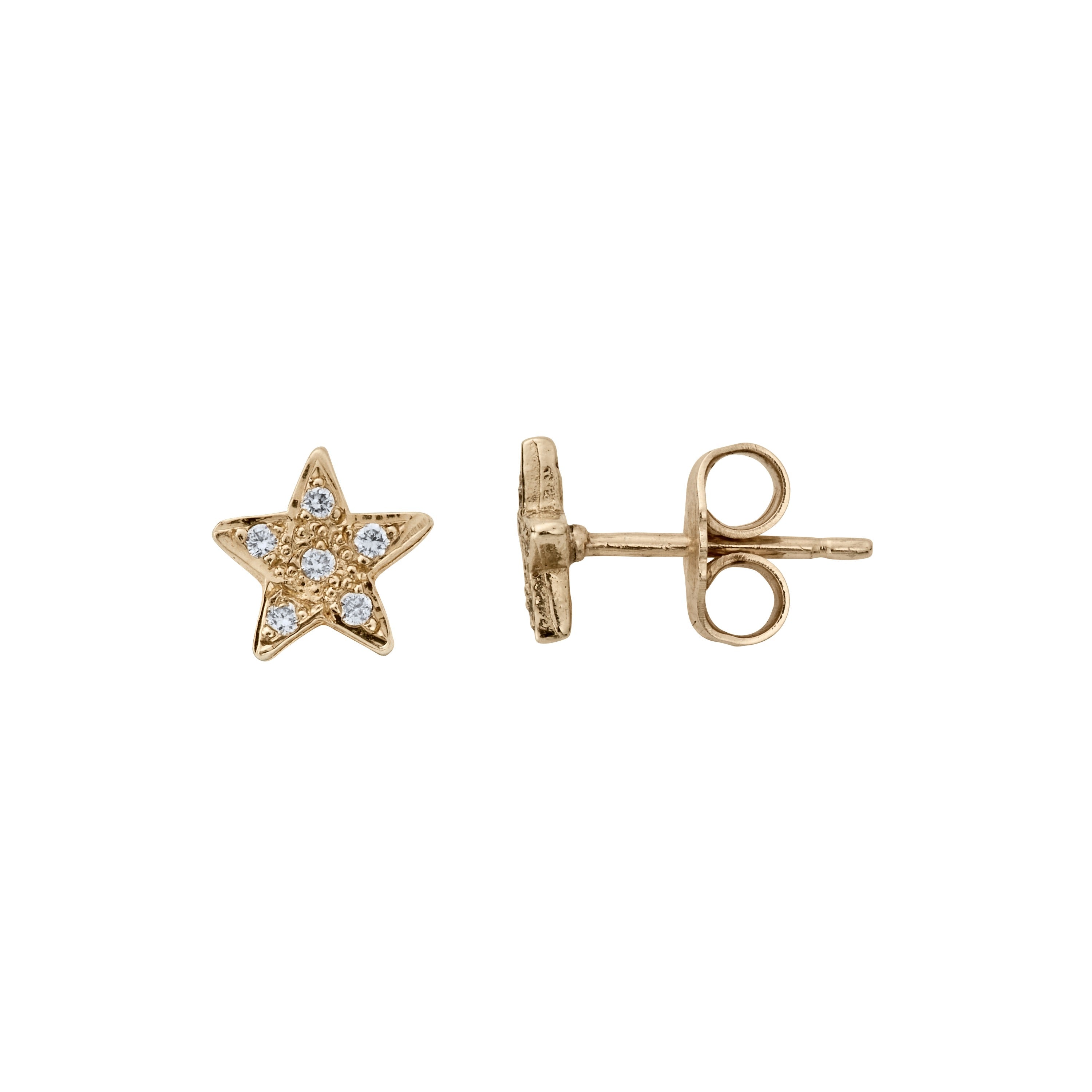 Gold Diamond Little Star Ear Charm Set