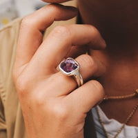 Silver Amethyst Crystal Ring