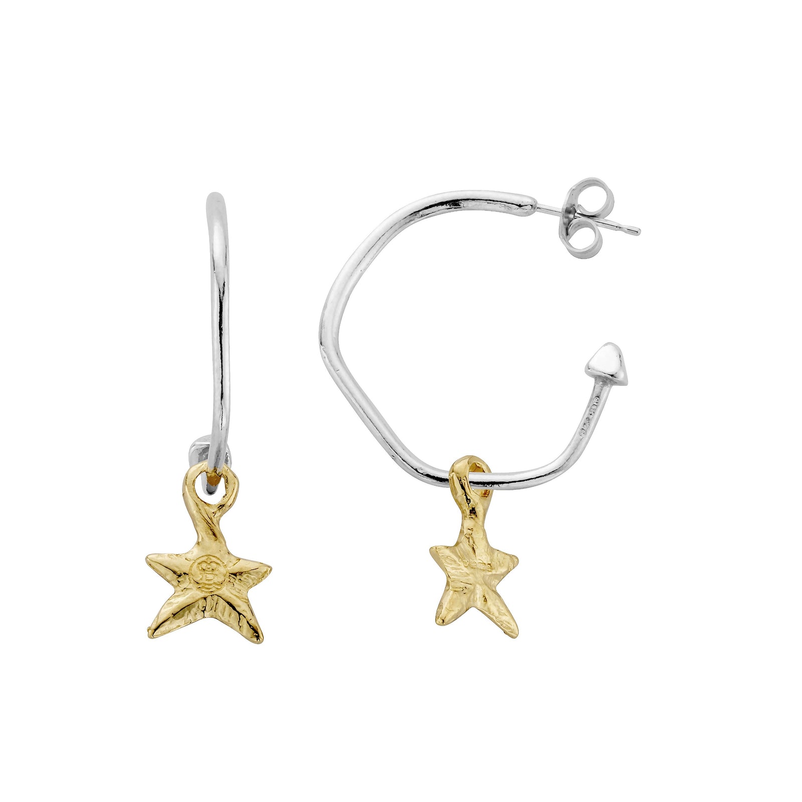 Maxi Cupid Hoops with Gold Mini Star Charms