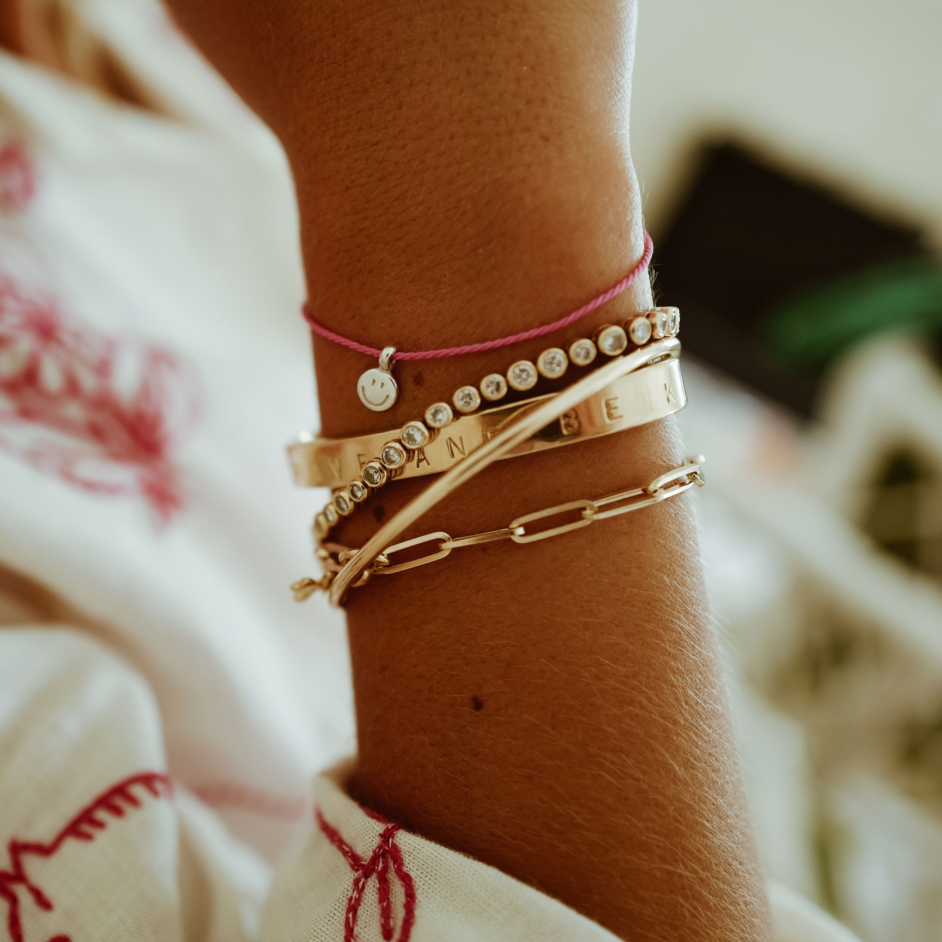 Gold Baby Shamrock Trace Chain Bracelet