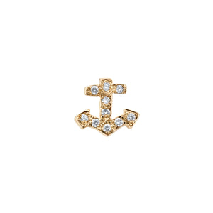 Gold Diamond Little Anchor Single Ear Charm