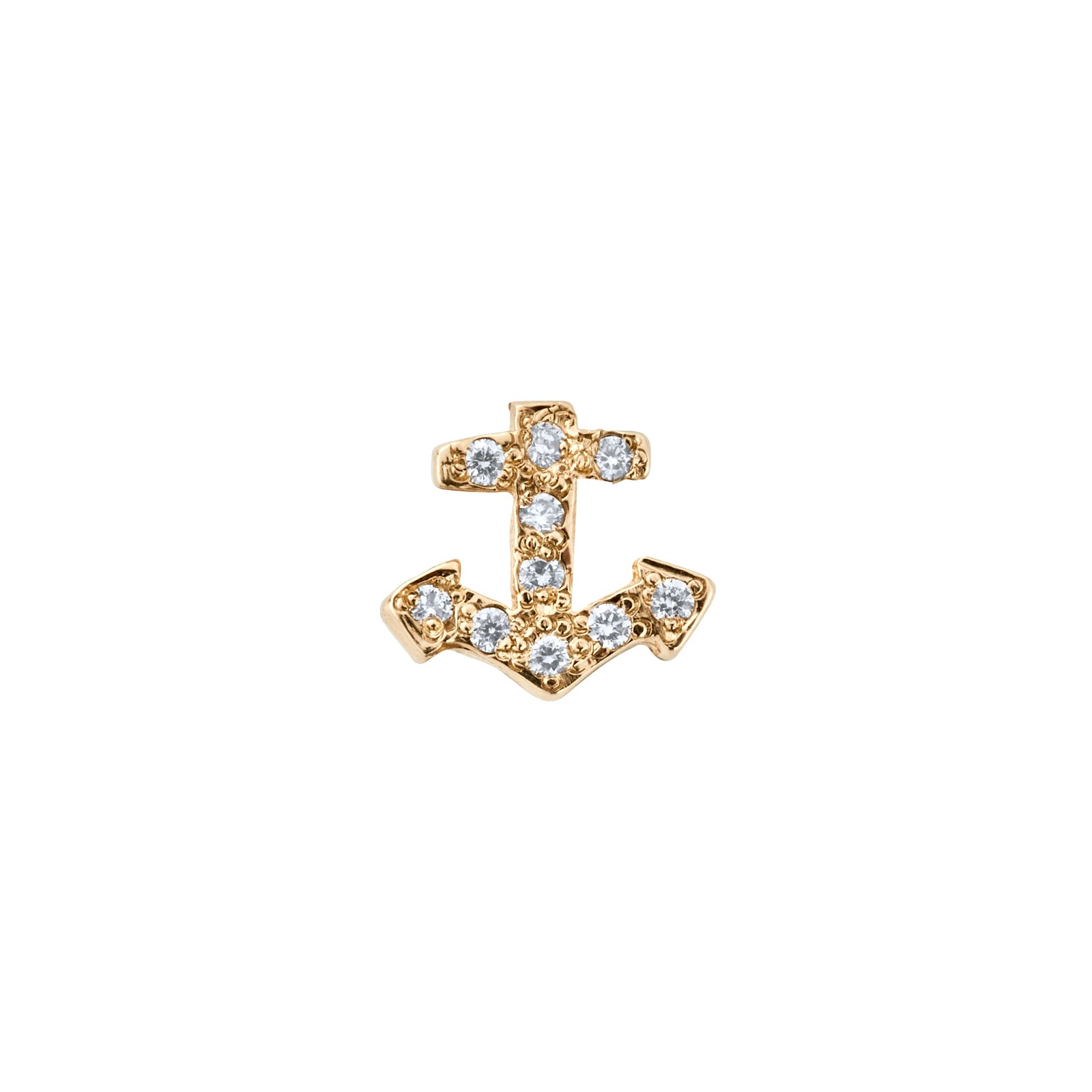 Gold Diamond Little Anchor Single Ear Charm