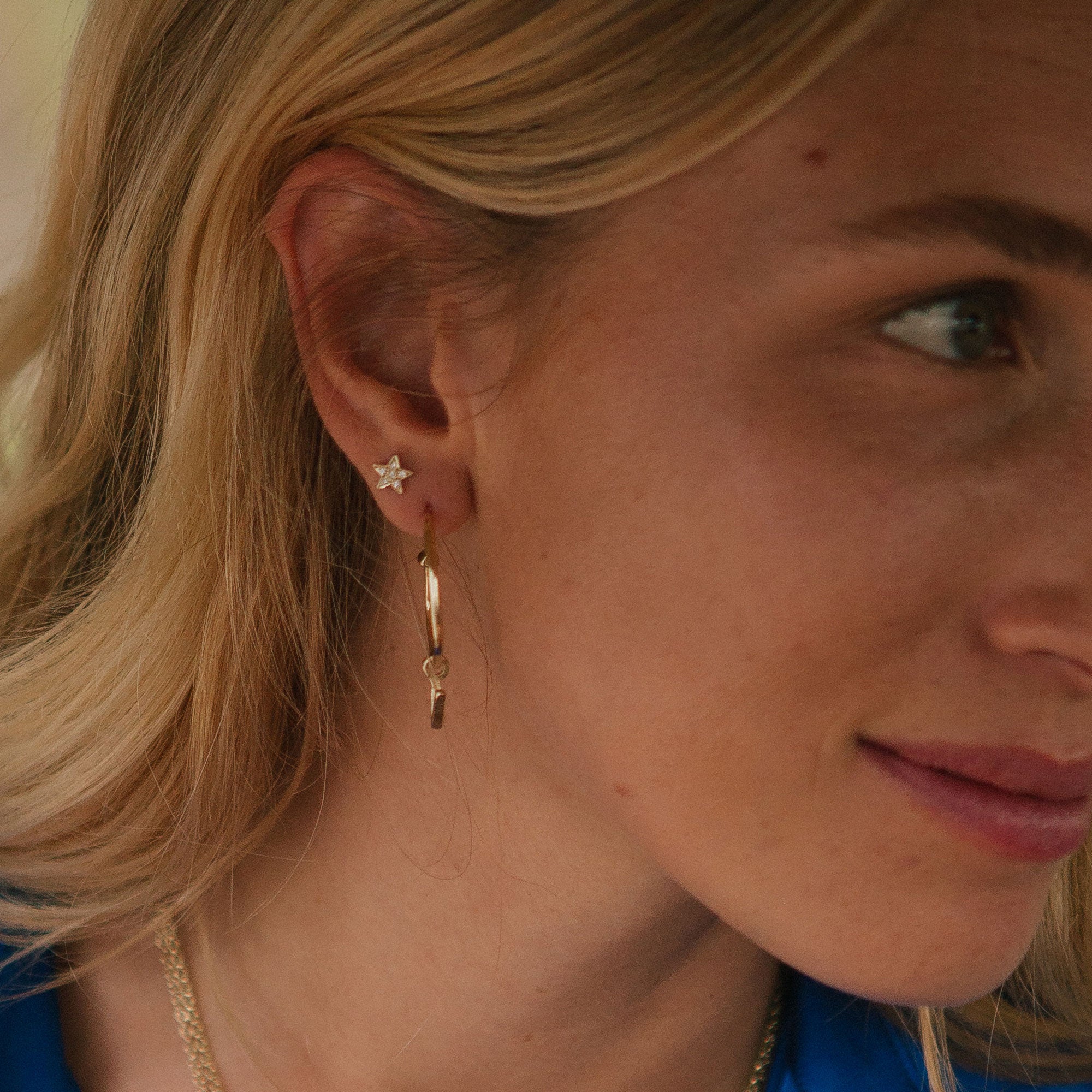 Gold Diamond Little Star Ear Charm Set