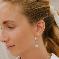 Gold Diamond Little Star Ear Charm Set