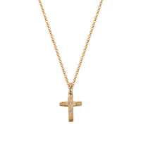 Gold Diamond Square Cross Necklace