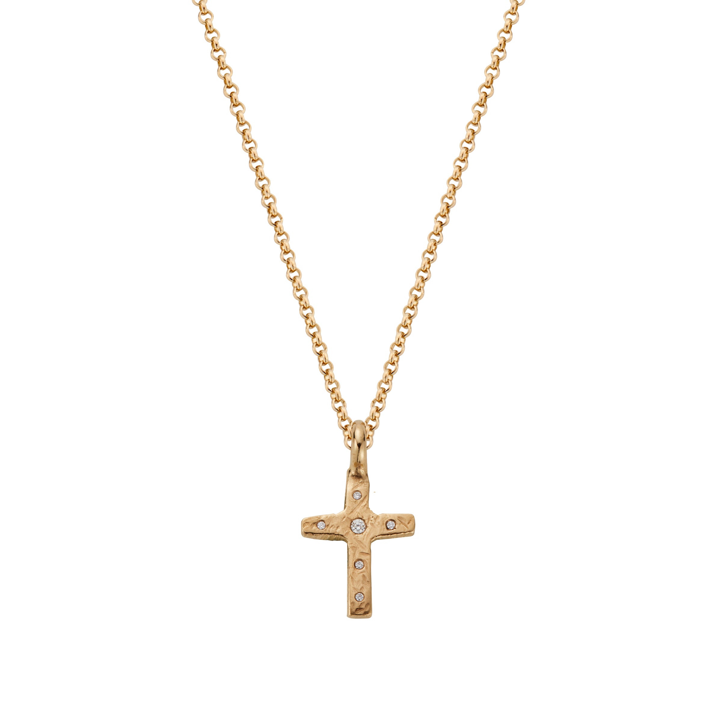 Gold Diamond Square Cross Necklace