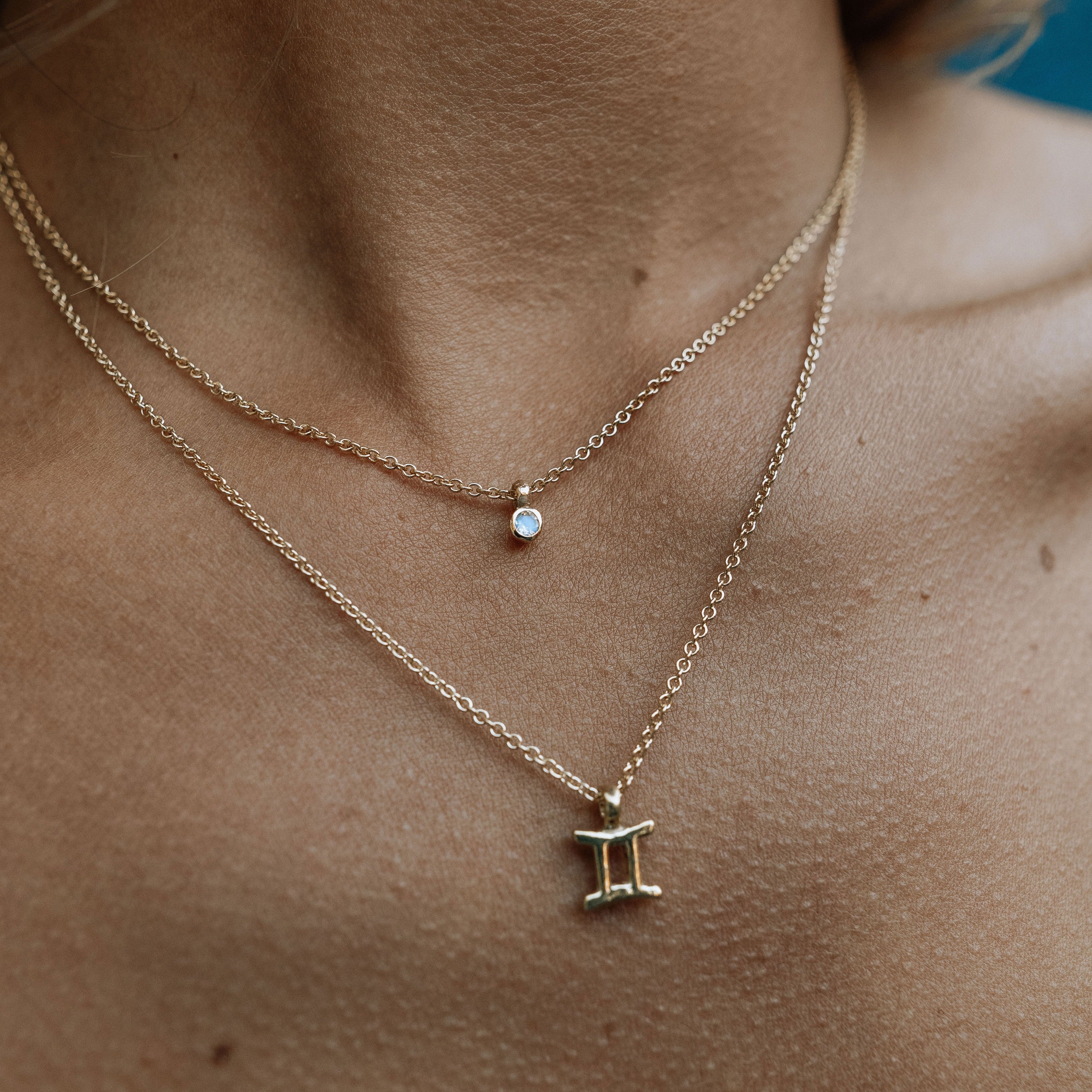 Gold Mini Moonstone Necklace