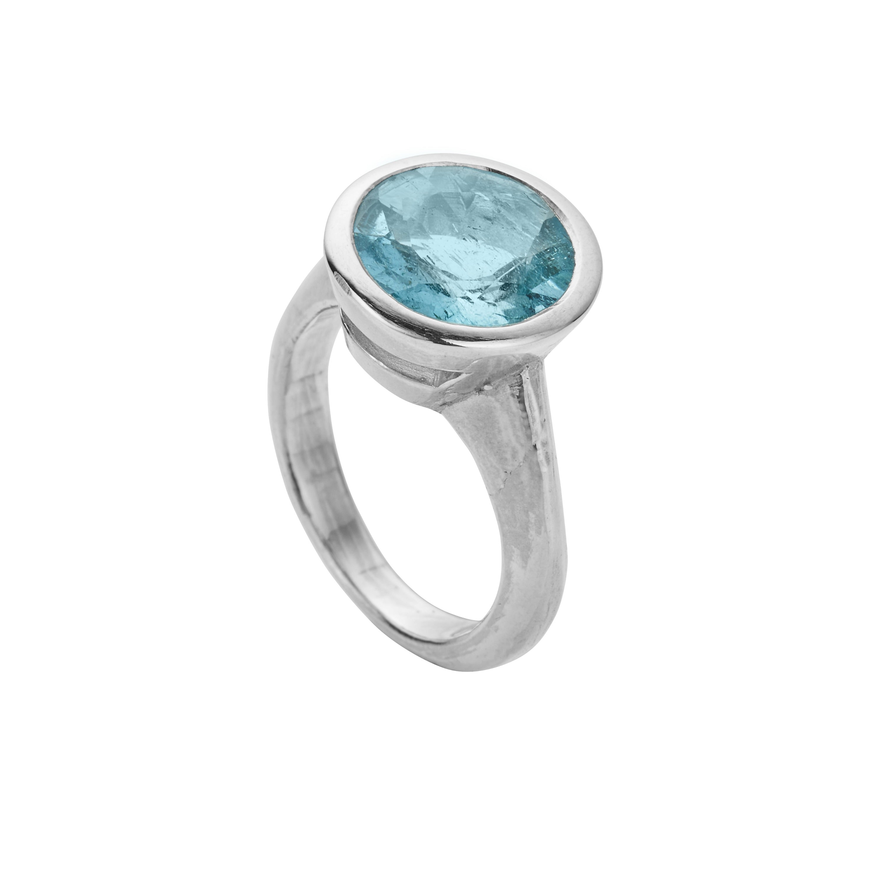 KHIONE Silver Aquamarine Ring