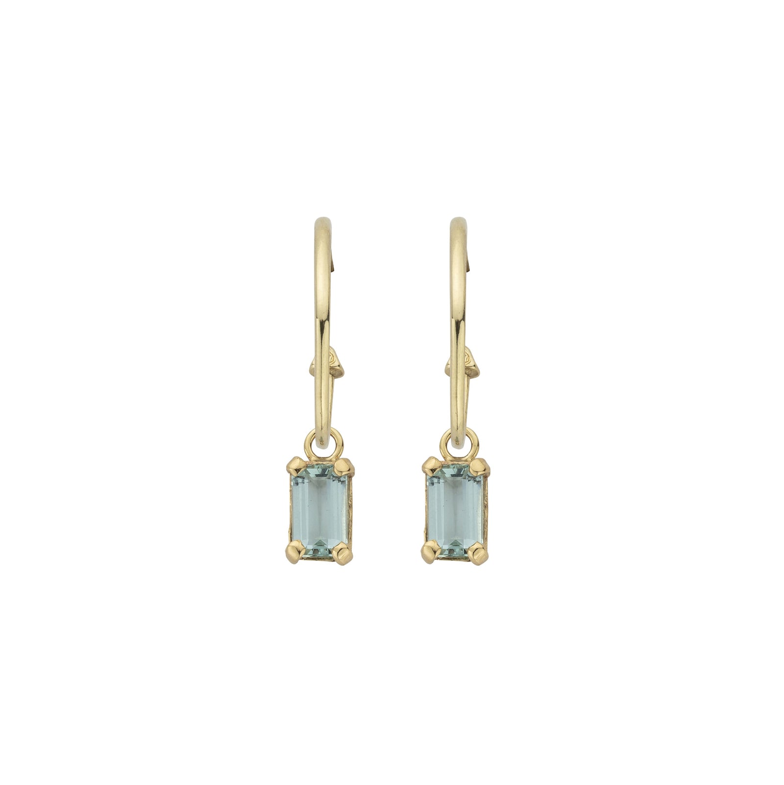 LANI POLU Gold Aquamarine Maxi Hoop Earrings