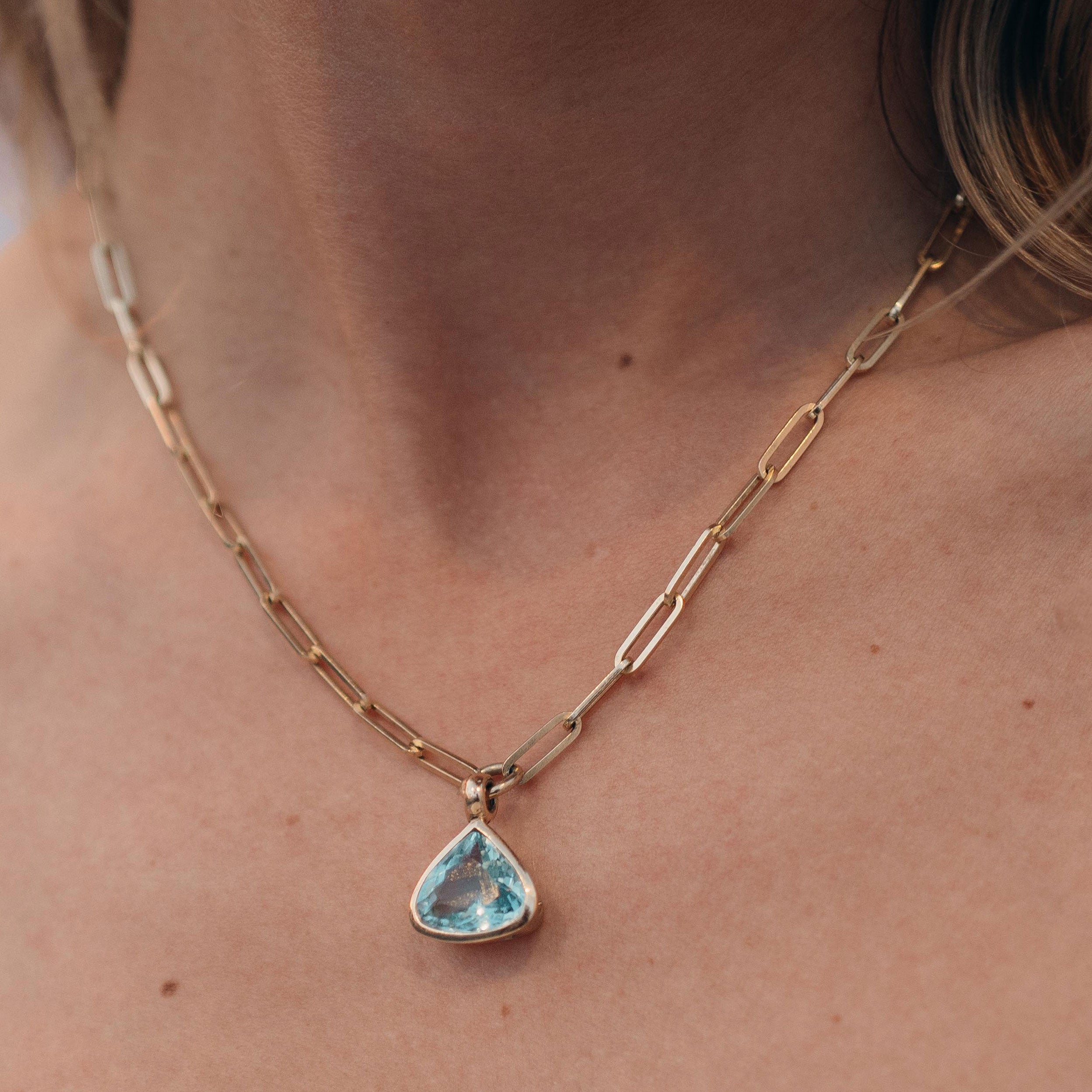 MARELLA Gold Aquamarine Trace Chain Necklace