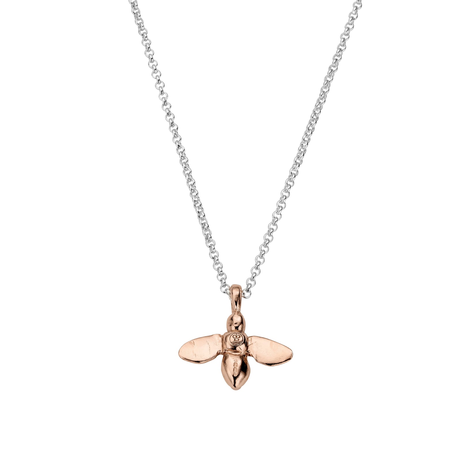 Silver & Rose Gold Large Honey Bee Necklace