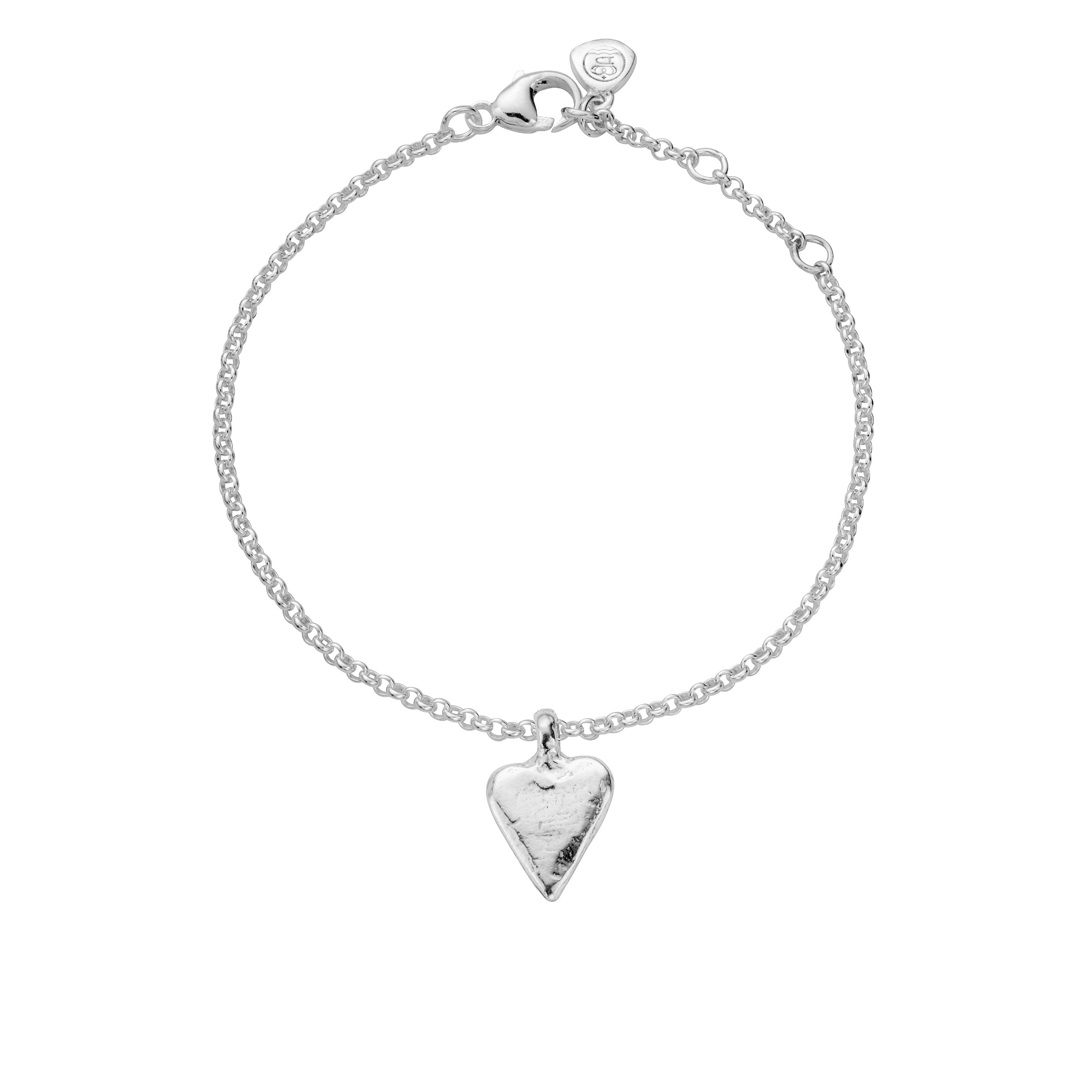 Silver Mini Heart Chain Bracelet With Handwriting