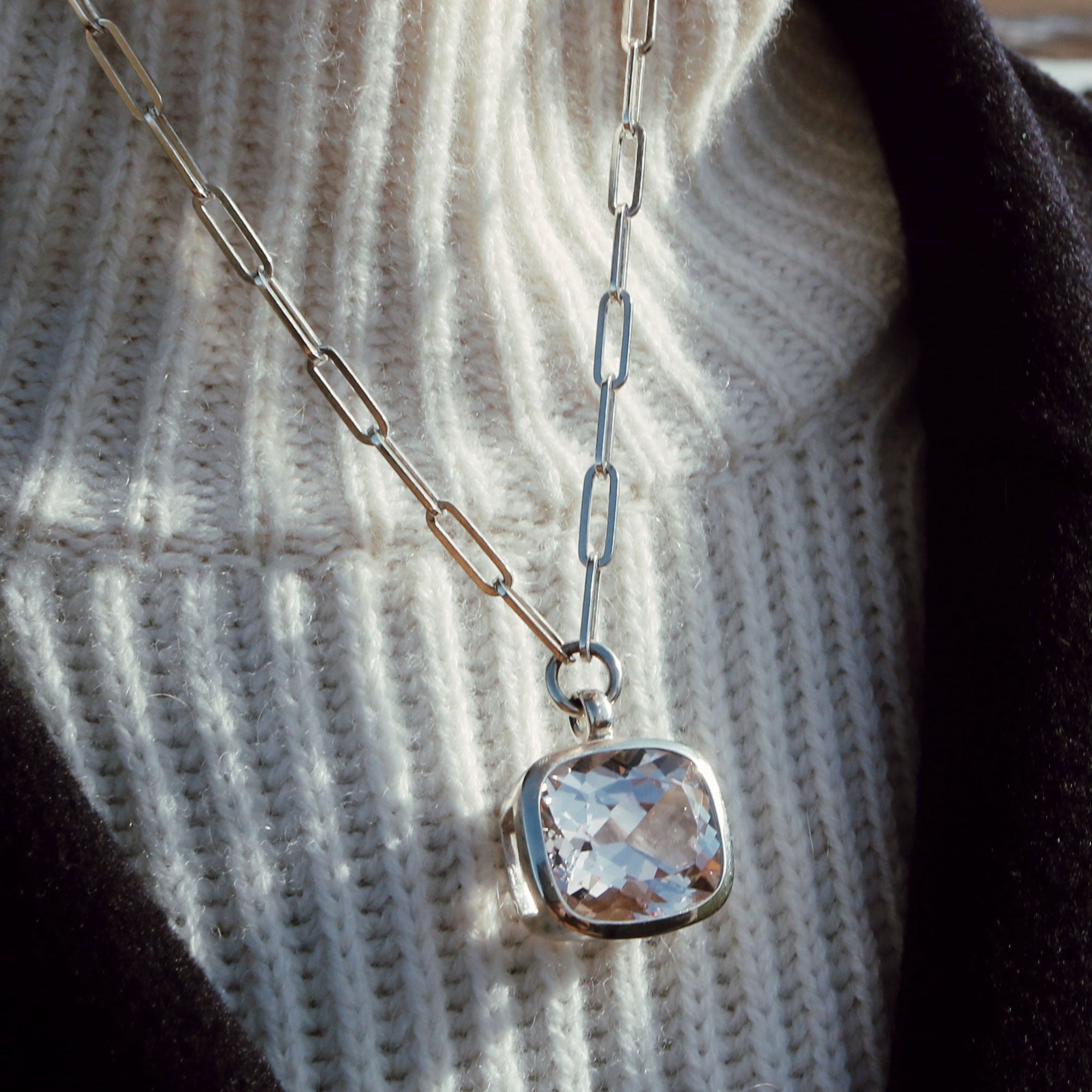 MOUNT ROSA Silver Morganite Necklace