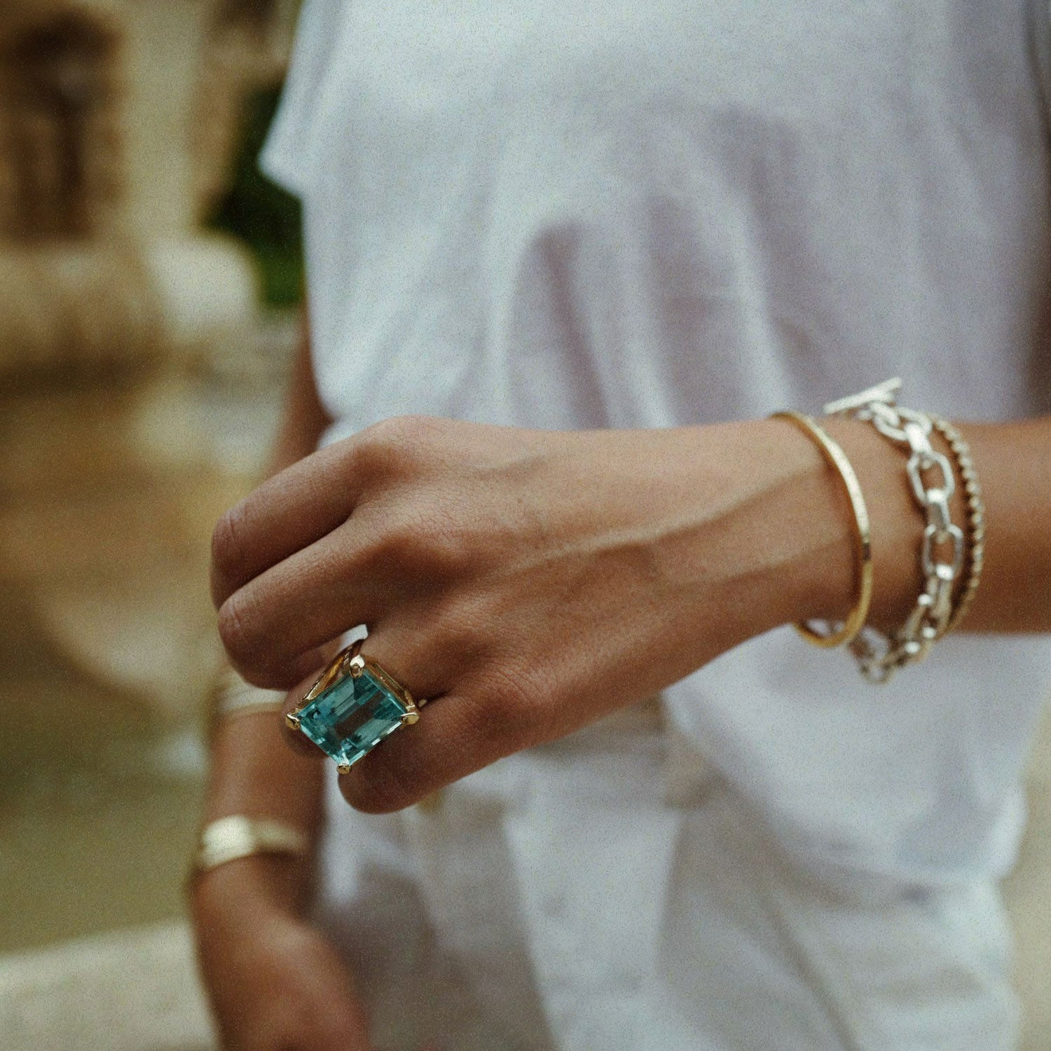 NAIA Gold Aquamarine Ring