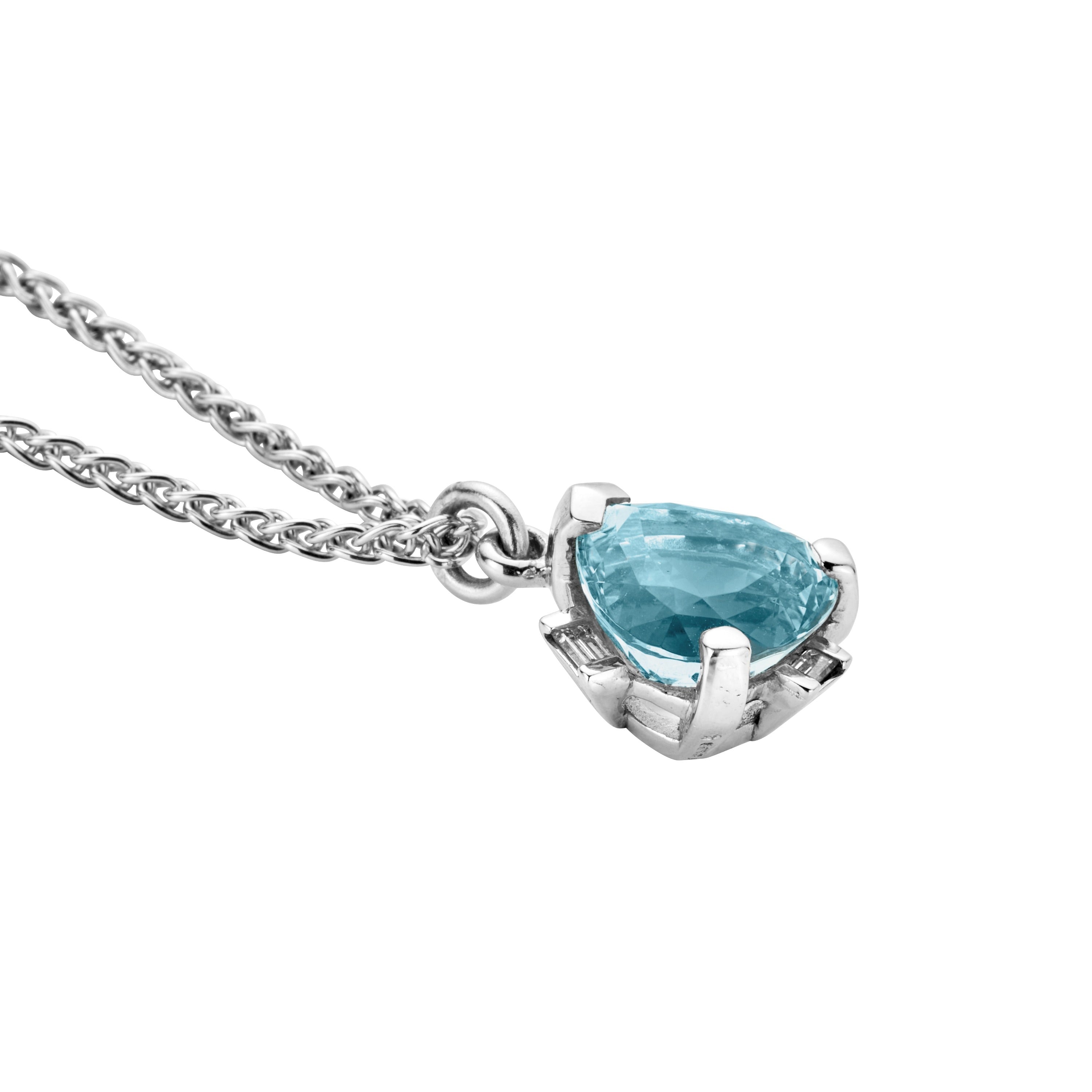 NILAK White Gold Aquamarine & Diamond Necklace