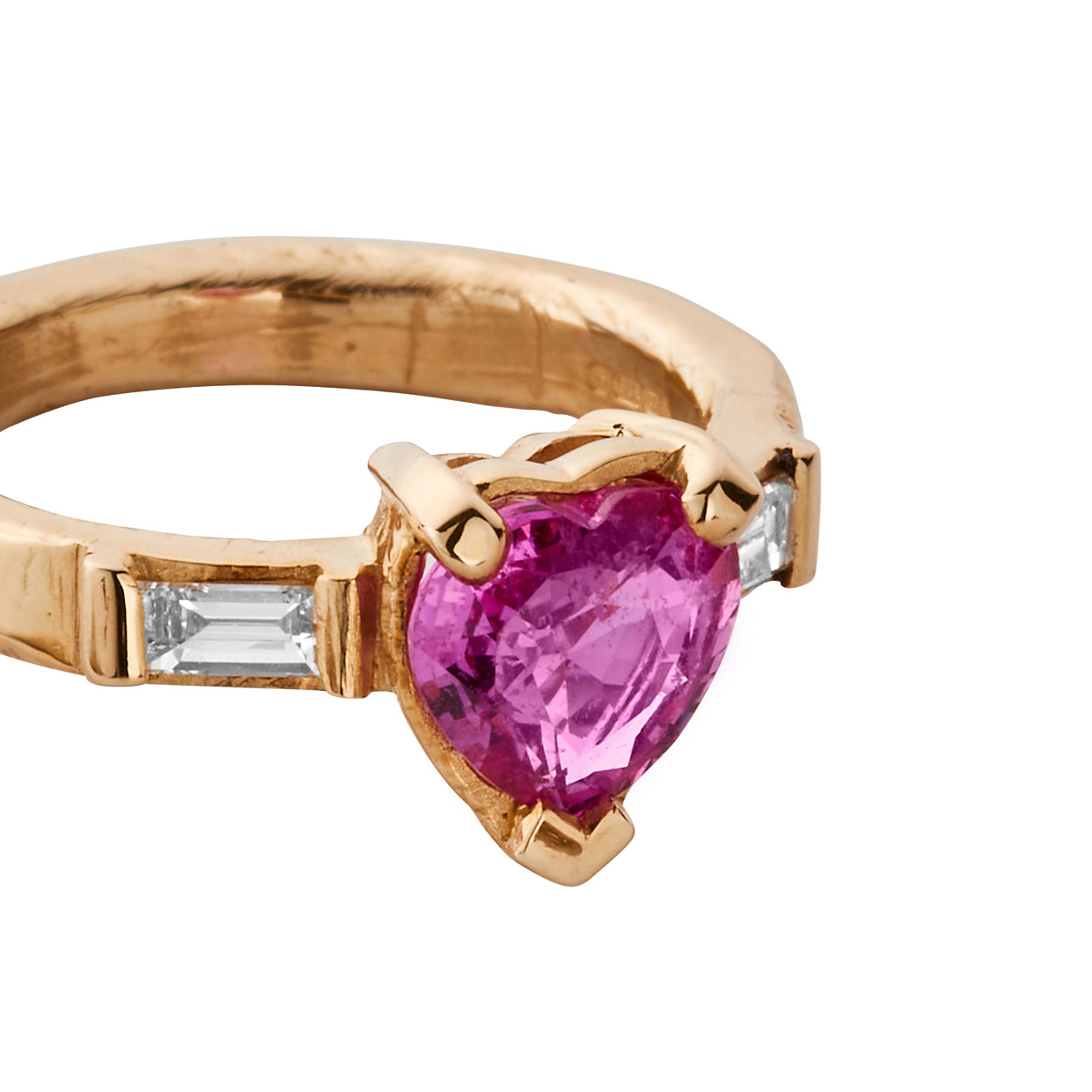 ORLA Gold Pink Sapphire & Diamond Heart Ring