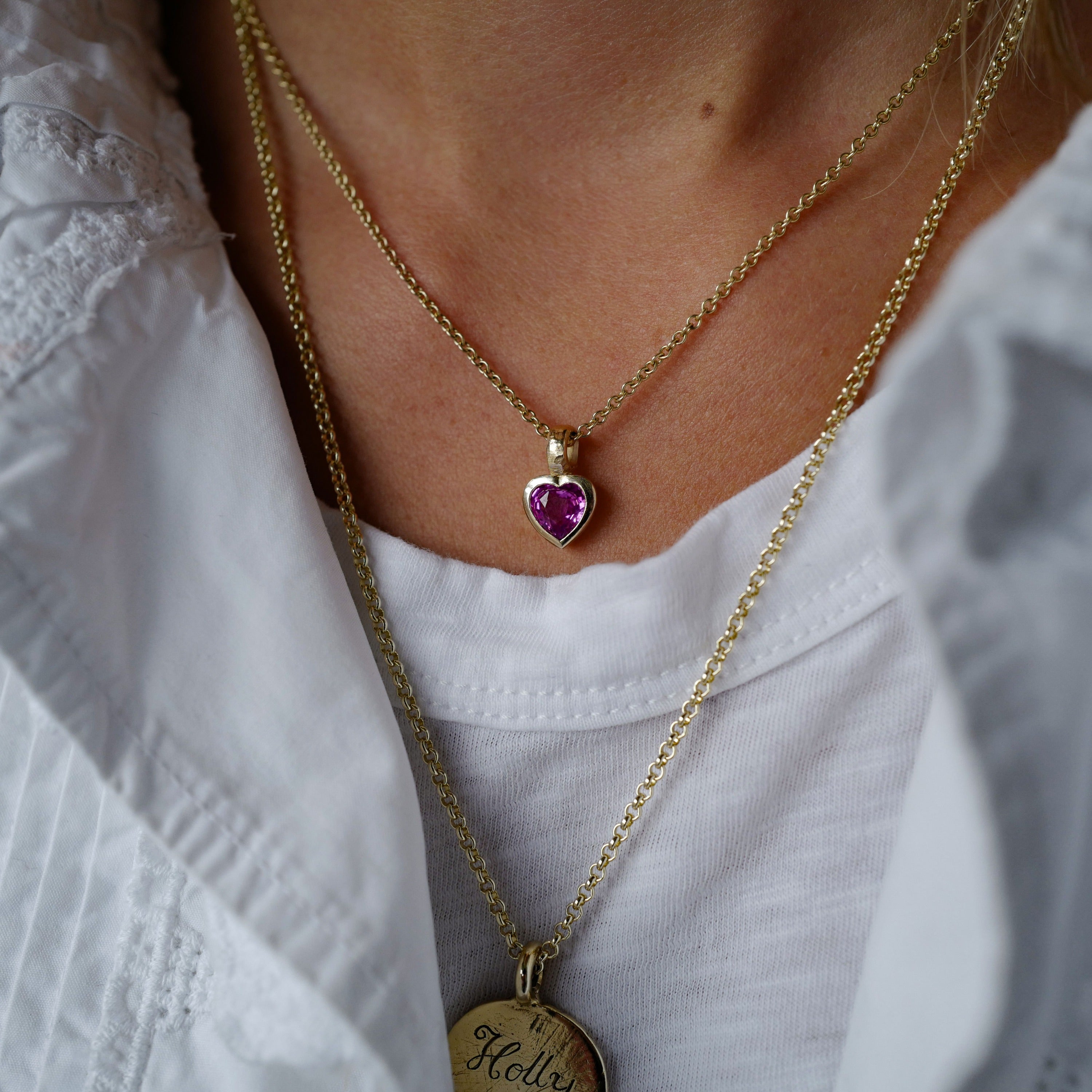 PETIT AMOUR Gold Pink Sapphire Necklace