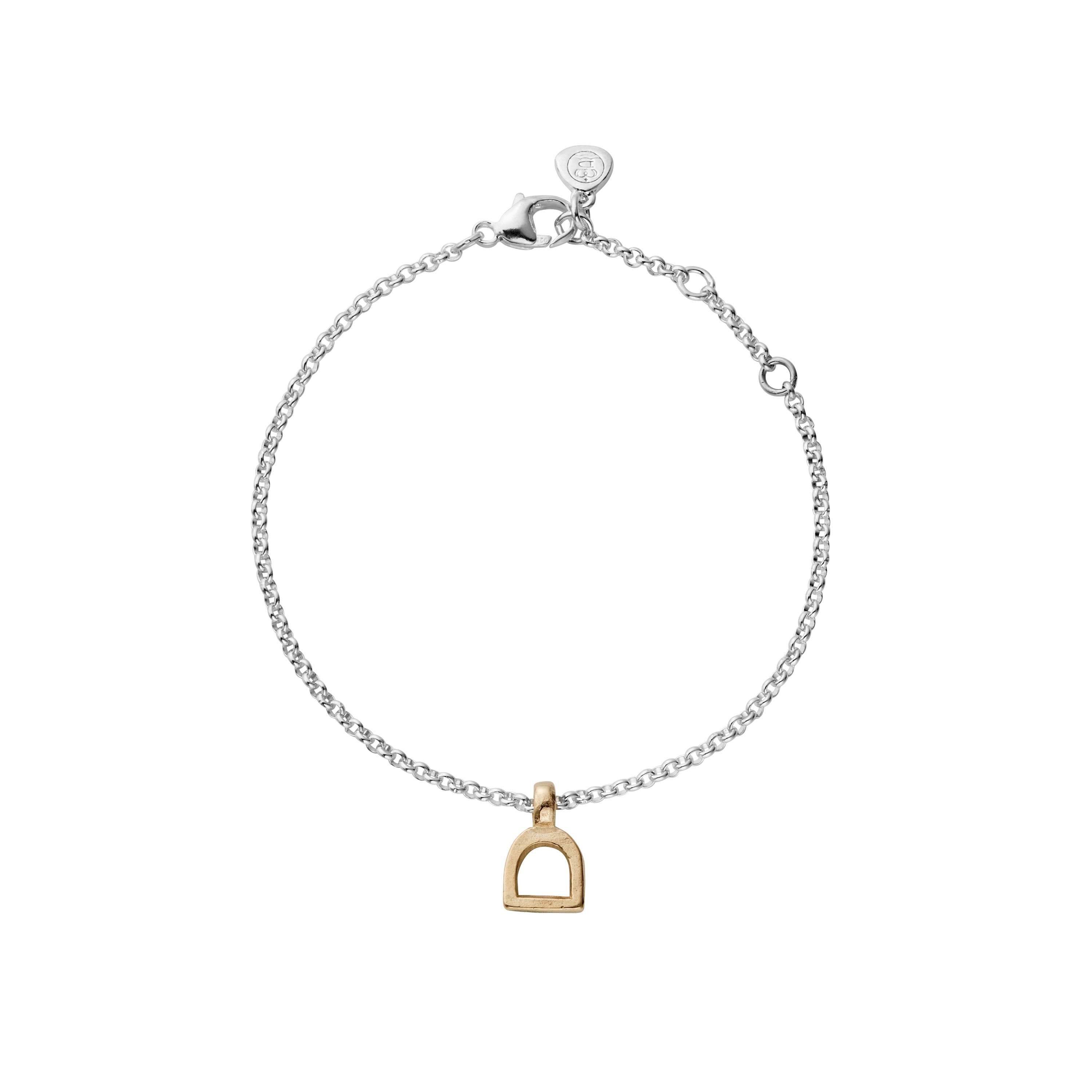 Silver & Gold Baby Stirrup Chain Bracelet