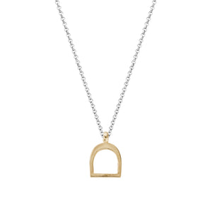 Silver & Gold Medium Stirrup Necklace