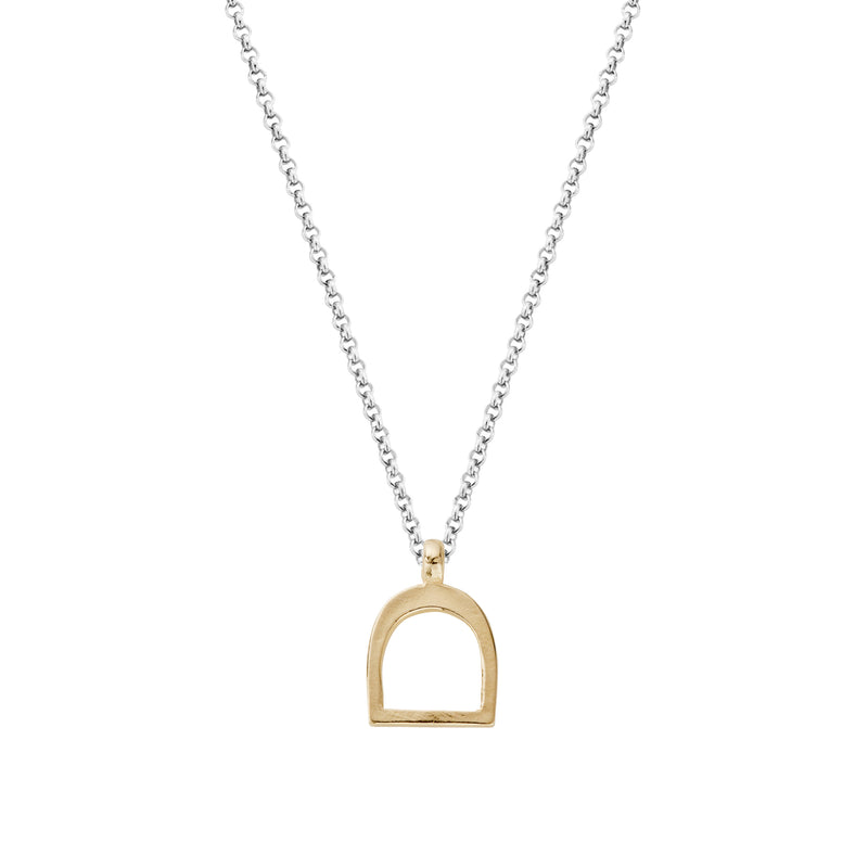 Silver & Gold Medium Stirrup Necklace