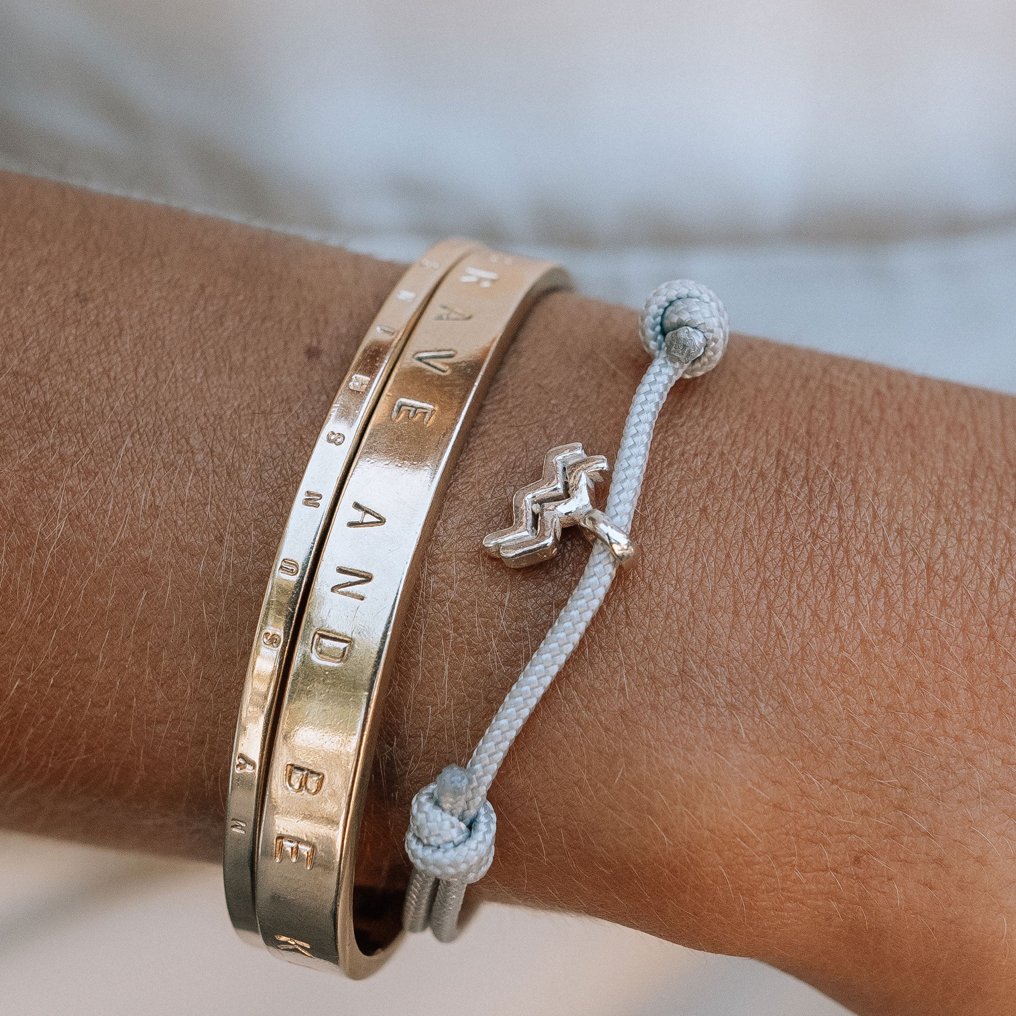 Silver Aquarius Mini Horoscope Sailing Rope