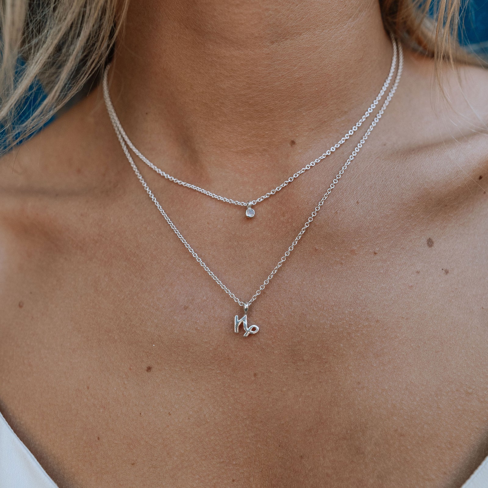 Silver Capricorn Mini Horoscope Necklace