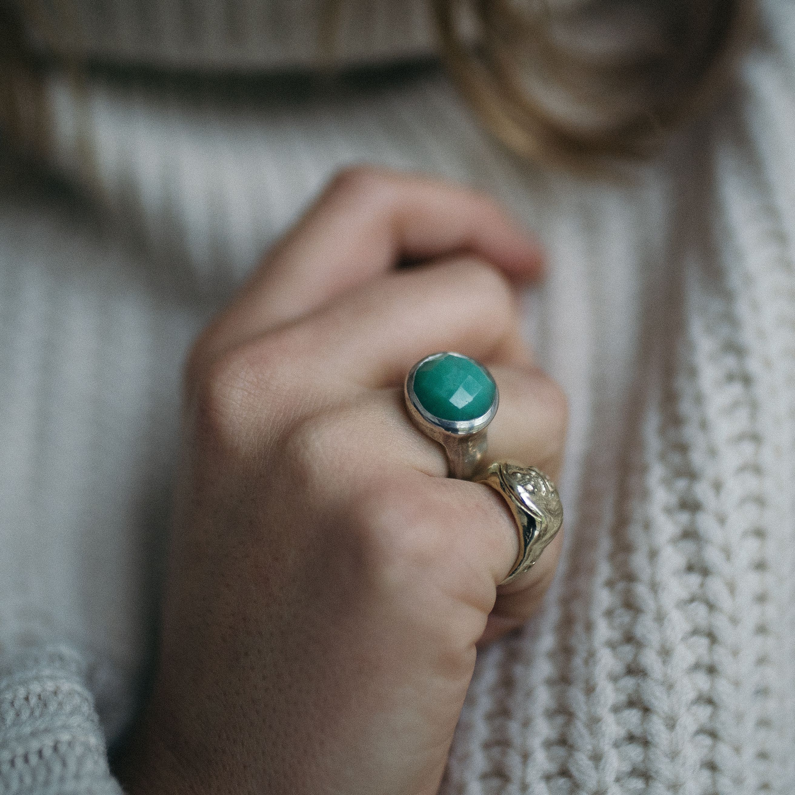 Silver Chrysoprase Mood Ring