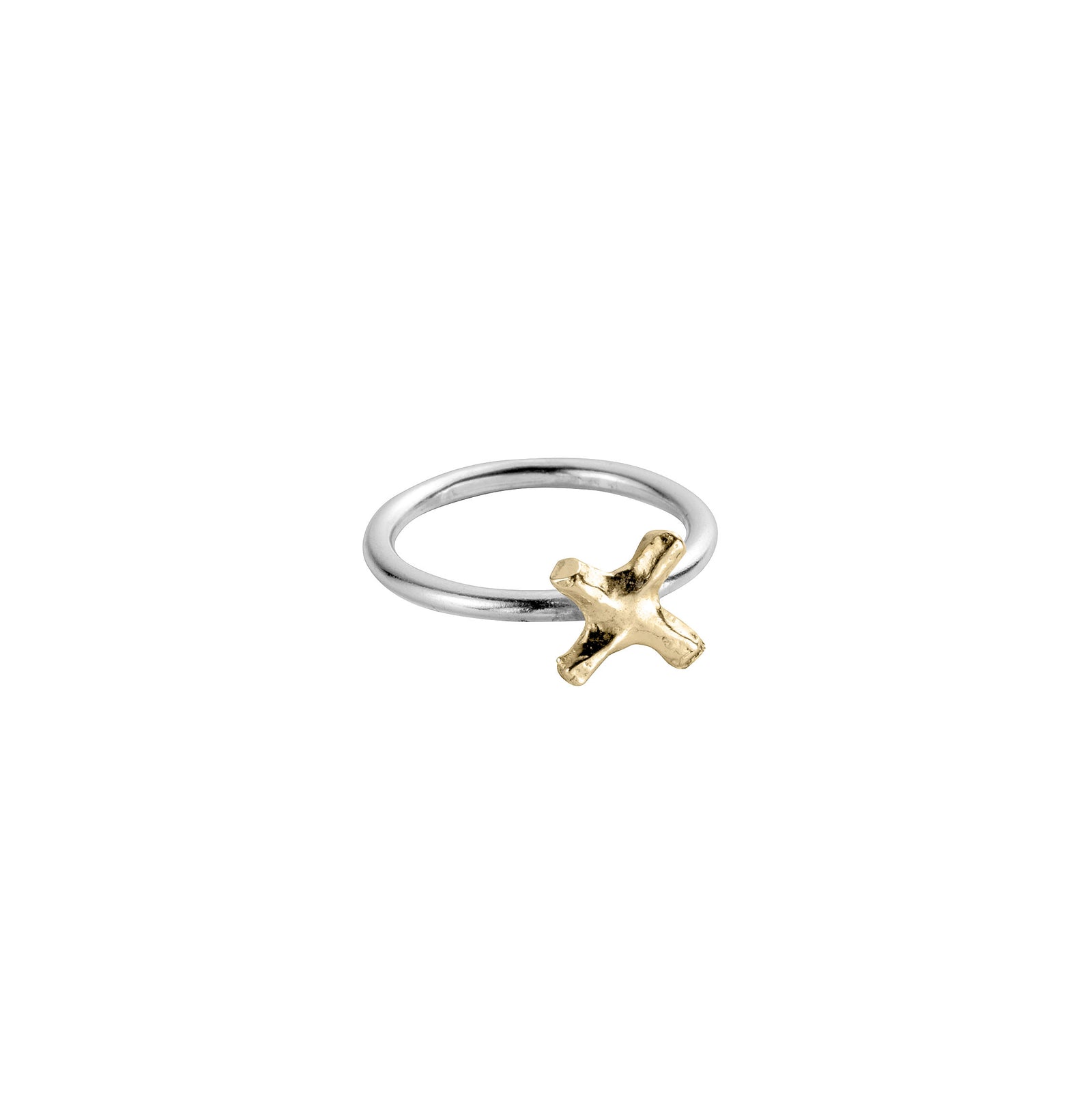 Silver & Gold Love Struck Mini Kiss Ring