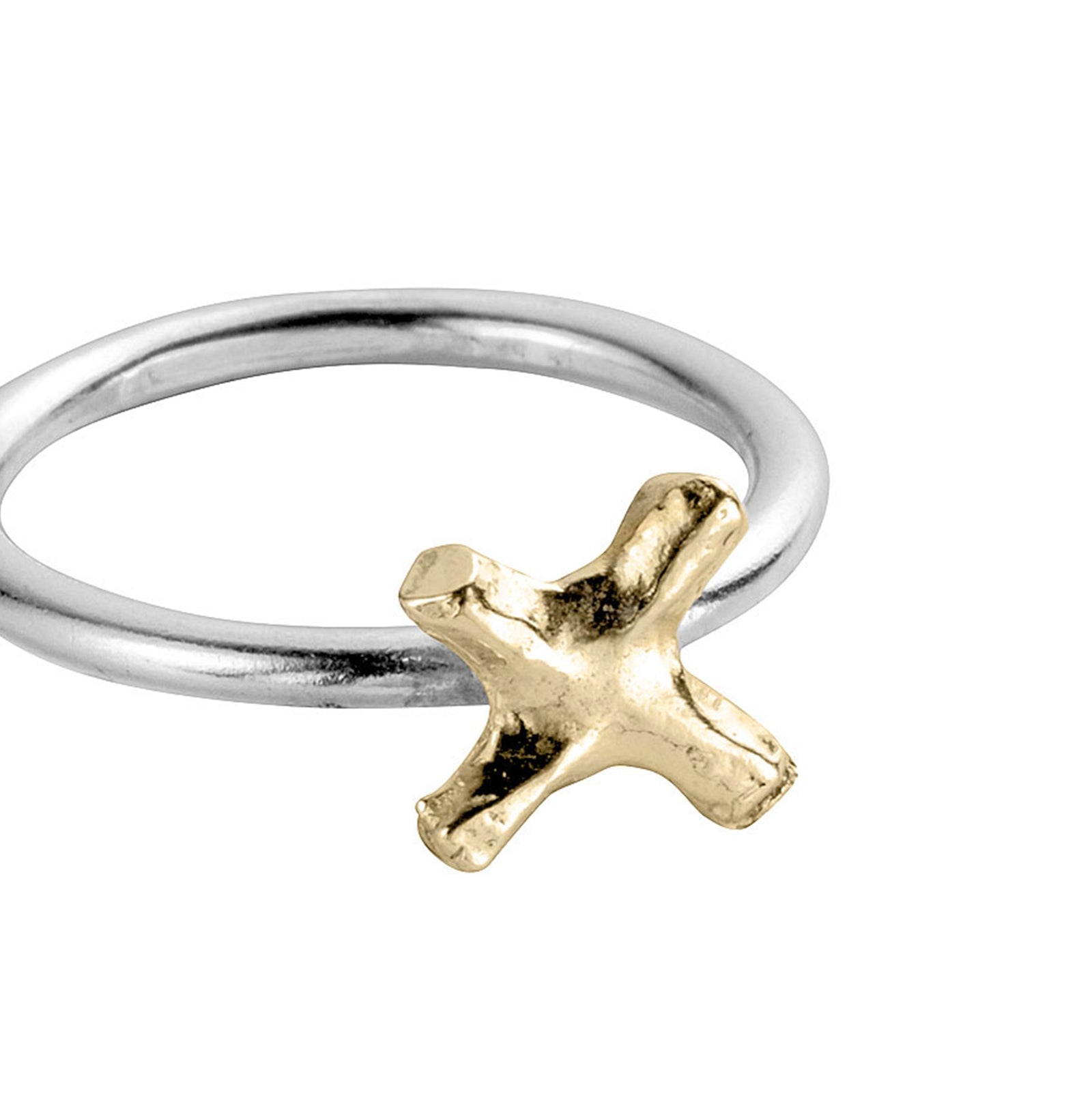 Silver & Gold Love Struck Mini Kiss Ring