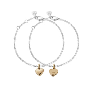 Silver & Gold Think of Me Heart Chain Bracelets