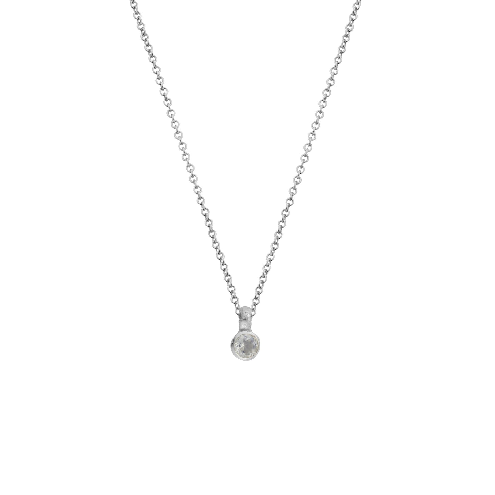 Silver Mini Moonstone Necklace