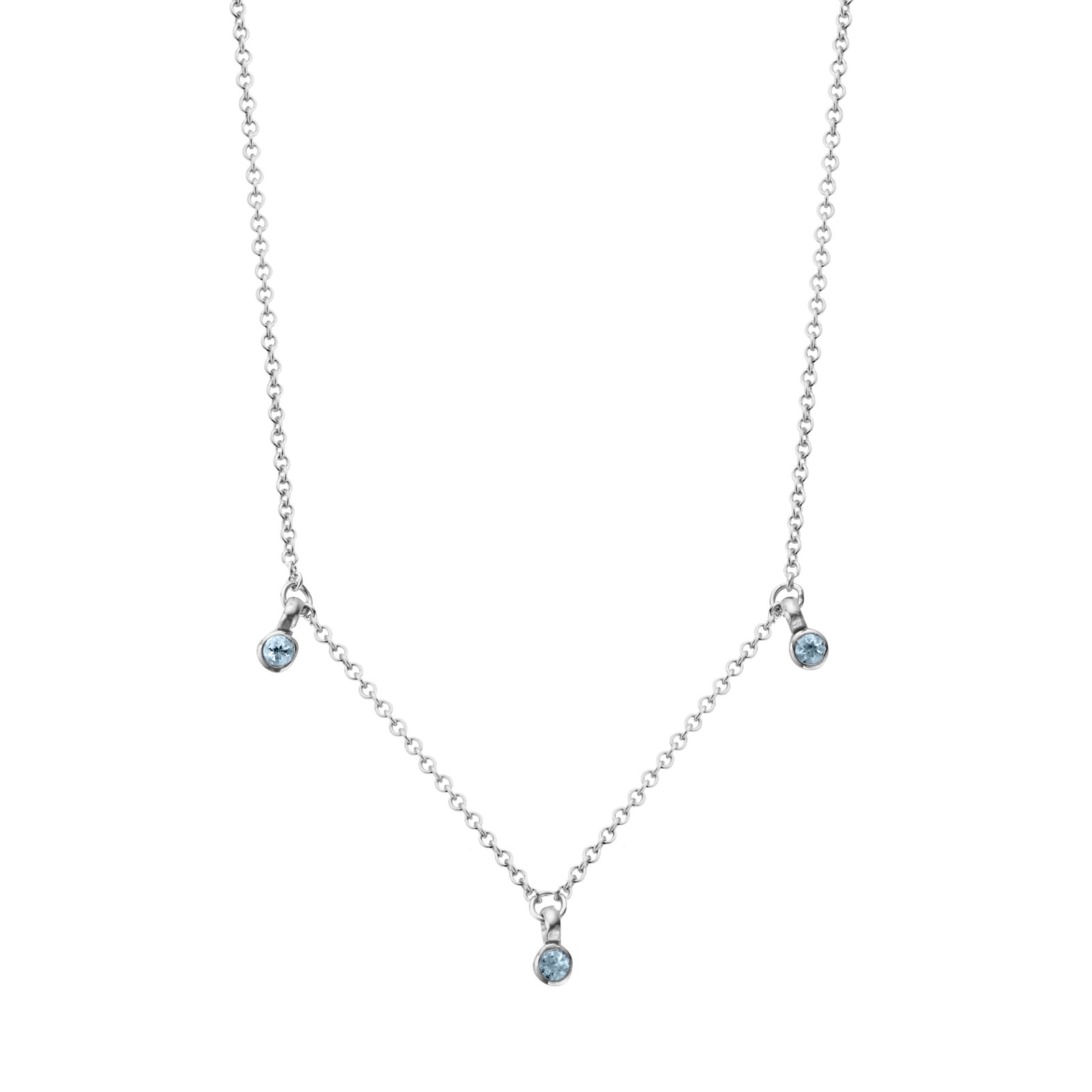 Silver Trio Blue Topaz Necklace