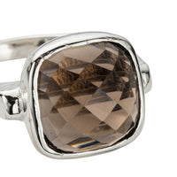 Silver Smoky Quartz Crystal Ring