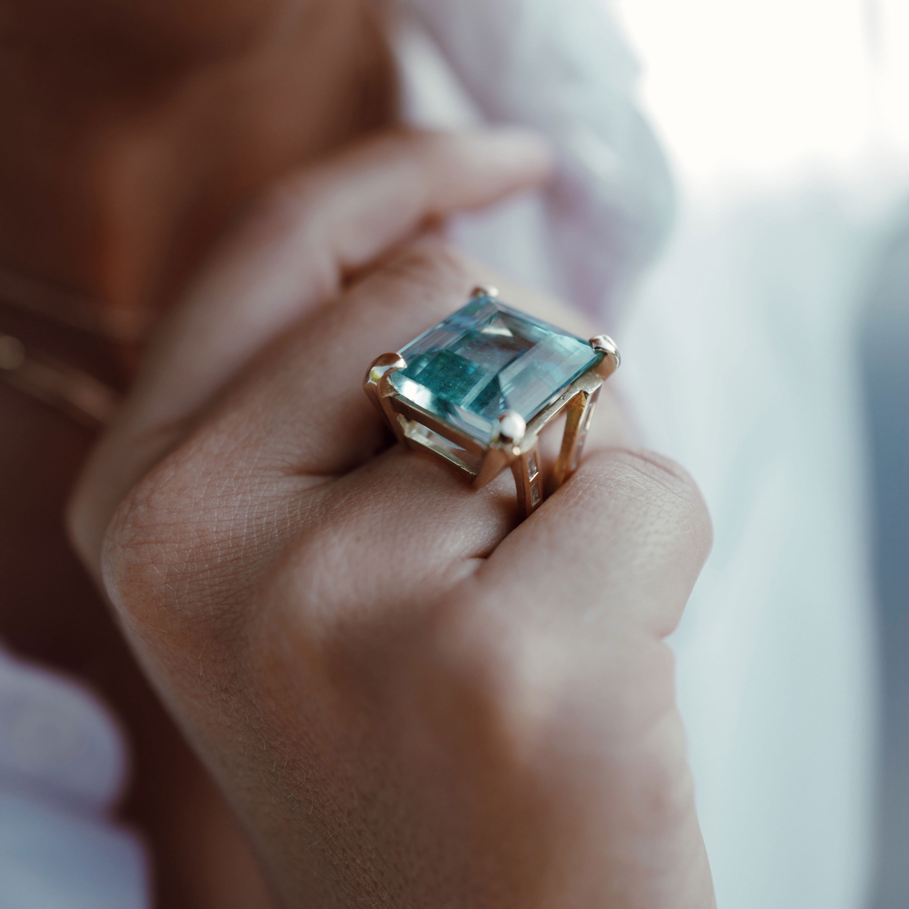 THEIA Gold Aquamarine & Diamond Ring